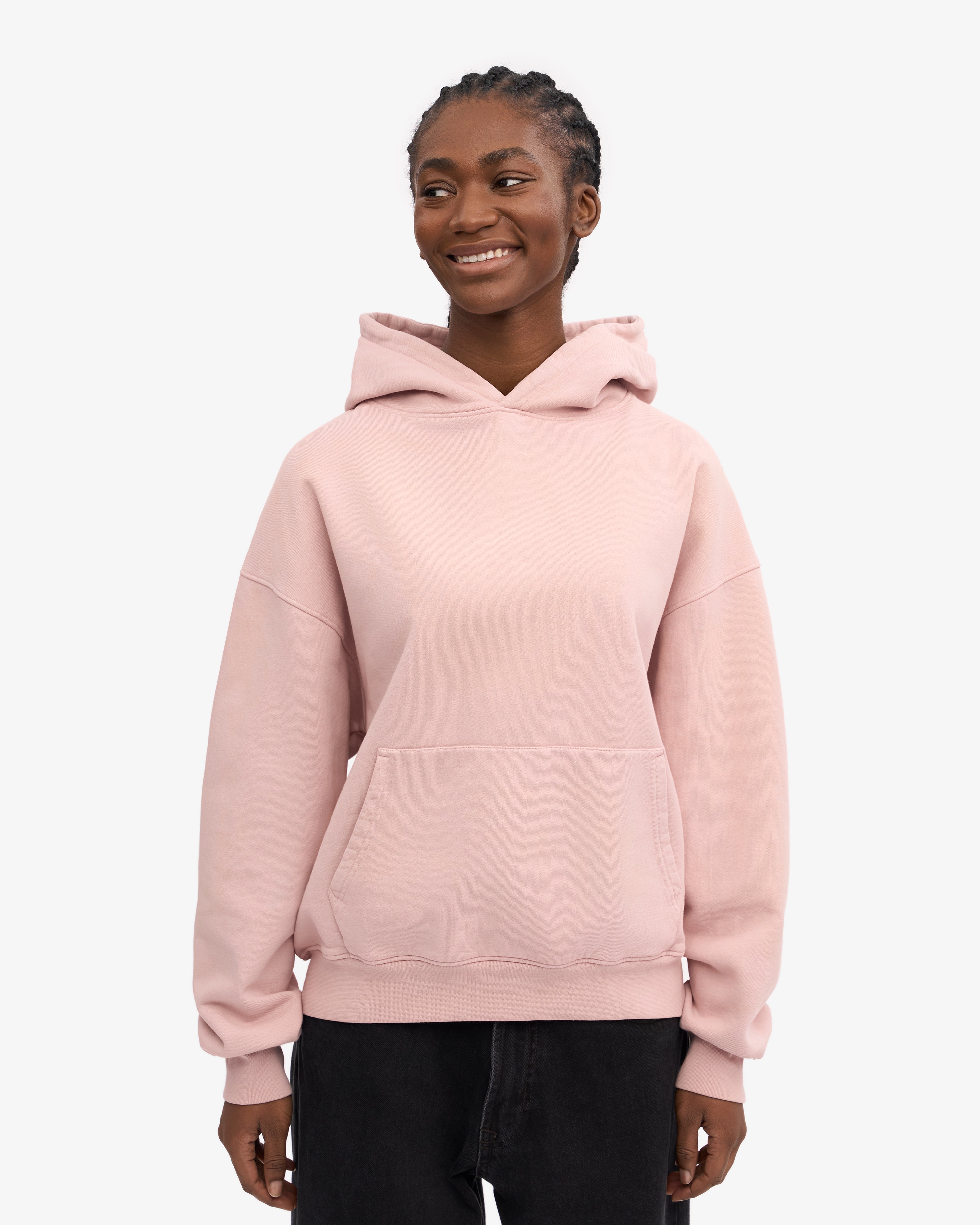 Organic Oversized Hoodie - Faded Pink Cotton Pullover for Women | Cozy Loungewear & Casual Streetwear Outfit