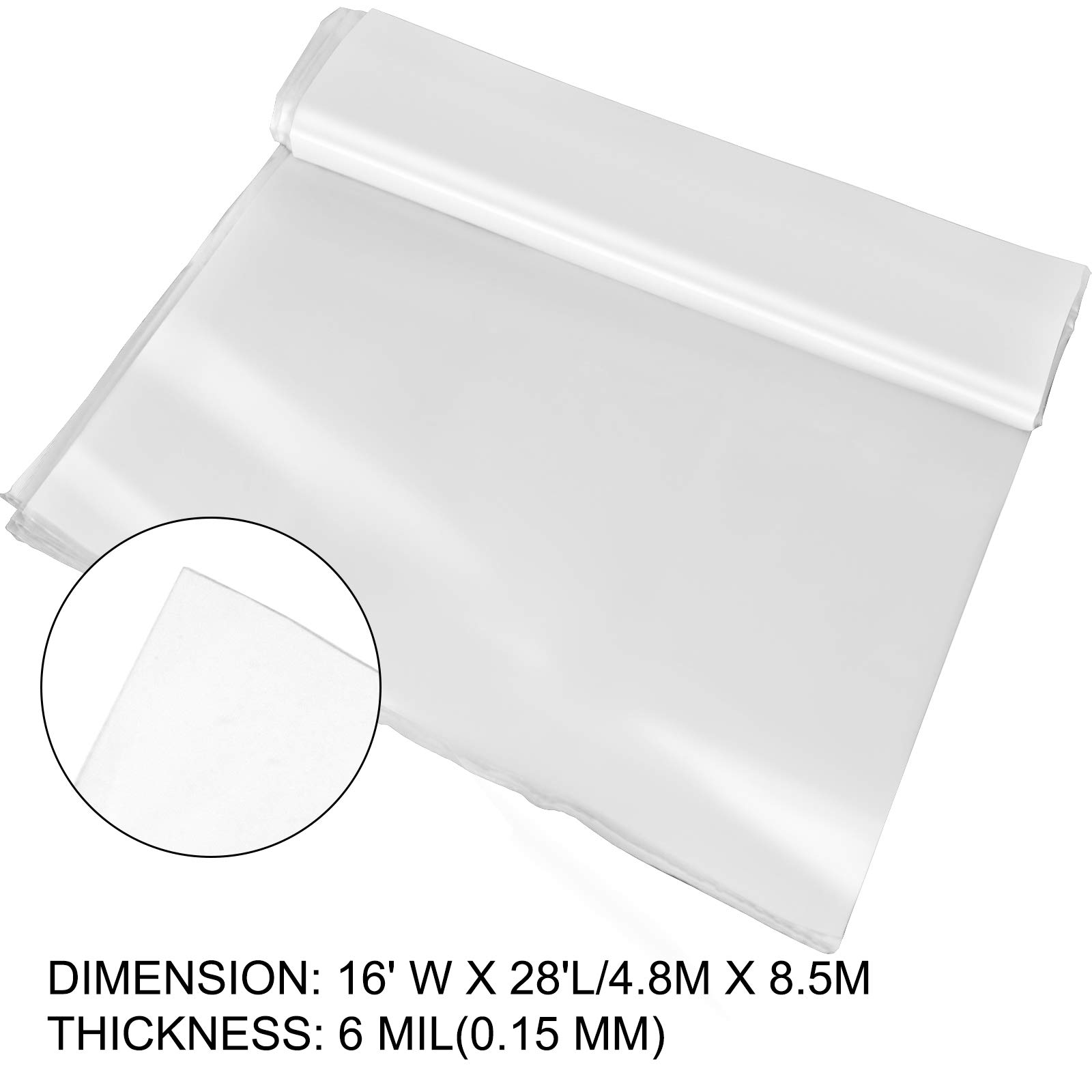 **Happybuy 16x28 ft Greenhouse Plastic Film - 6 Mil UV Resistant Polyethylene Cover for Plant Protection & Temperature Control - Ideal for Backyard Gardens, Nurseries & DIY Greenhouses**