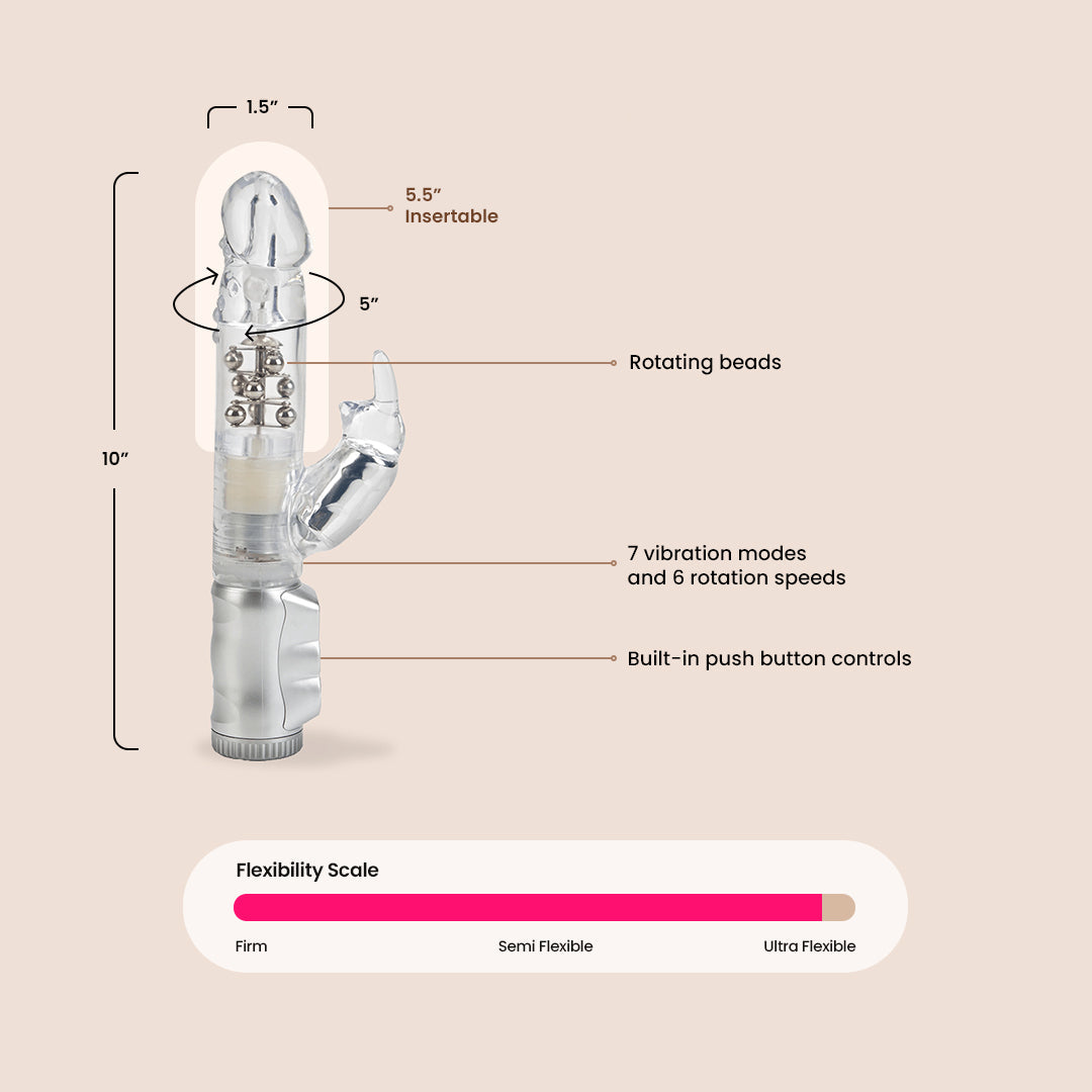 Jack Rabbit® Waterproof Vibrating Massager - 3 Rows of Rotating Beads for Deep Tissue Relaxation | Perfect for Muscle Pain Relief, Stress Reduction & Couples Intimacy