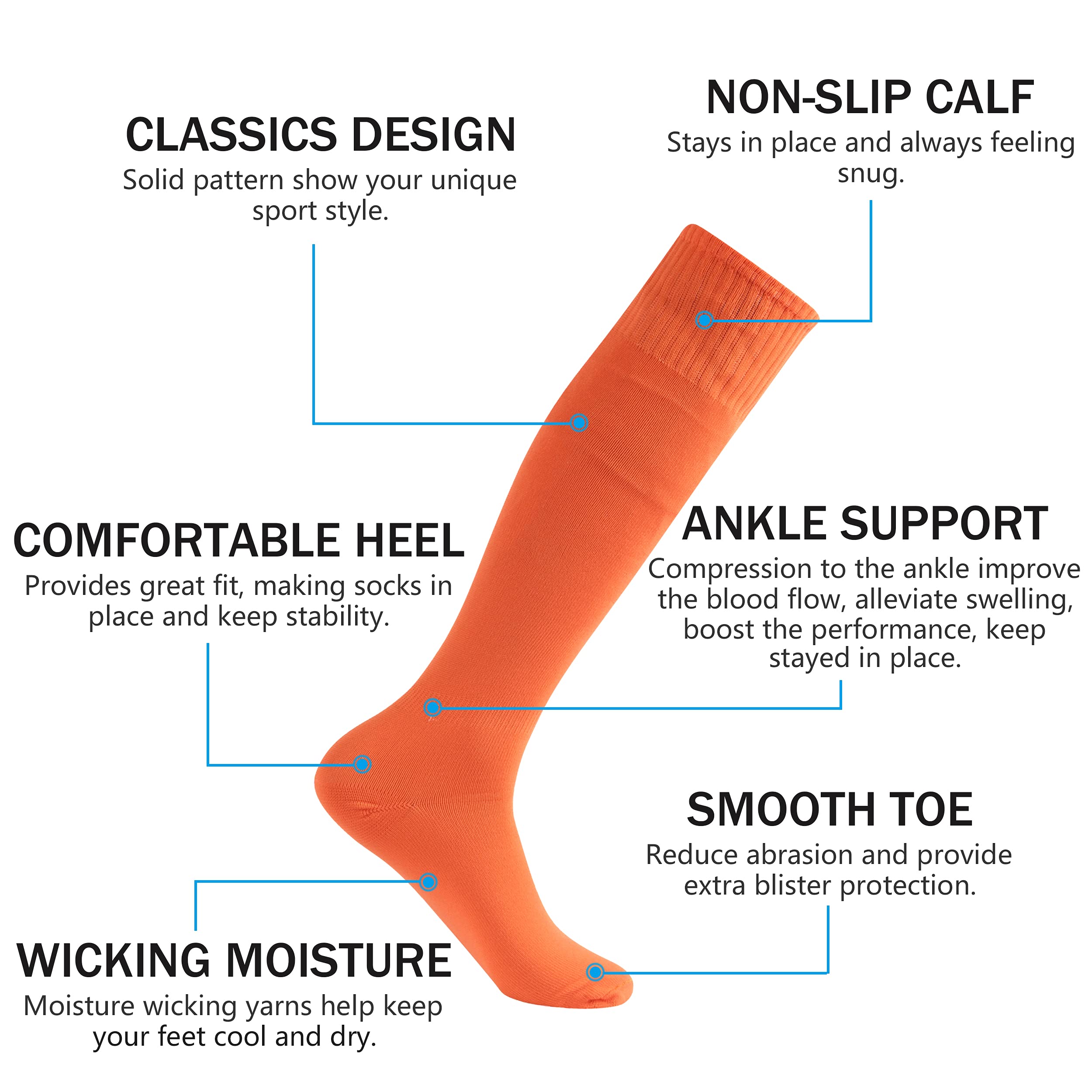 **Best Soccer Socks for Men & Women – Knee High, Lightweight, Breathable Team Sports Socks (2/6/12 Pairs) – Perfect for Football, Softball, Baseball & Training**    *(Ideal for Athletes, Team Uniforms & Everyday Sports Wear)*