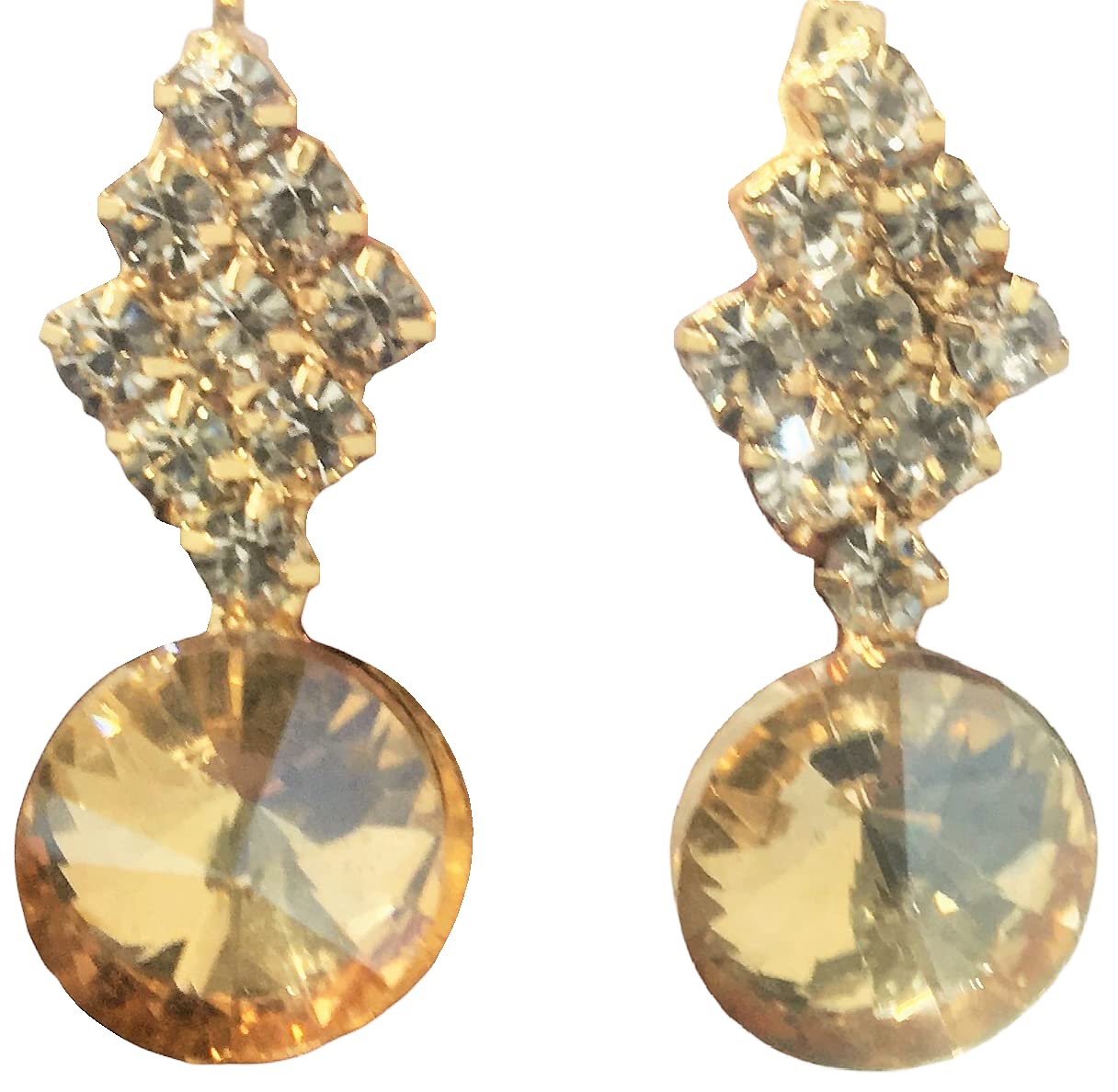 Elegant Gold Plated Diamond Crystal Chandelier Dangle Earrings for Women - Perfect for Evening Parties, Weddings & Special Occasions