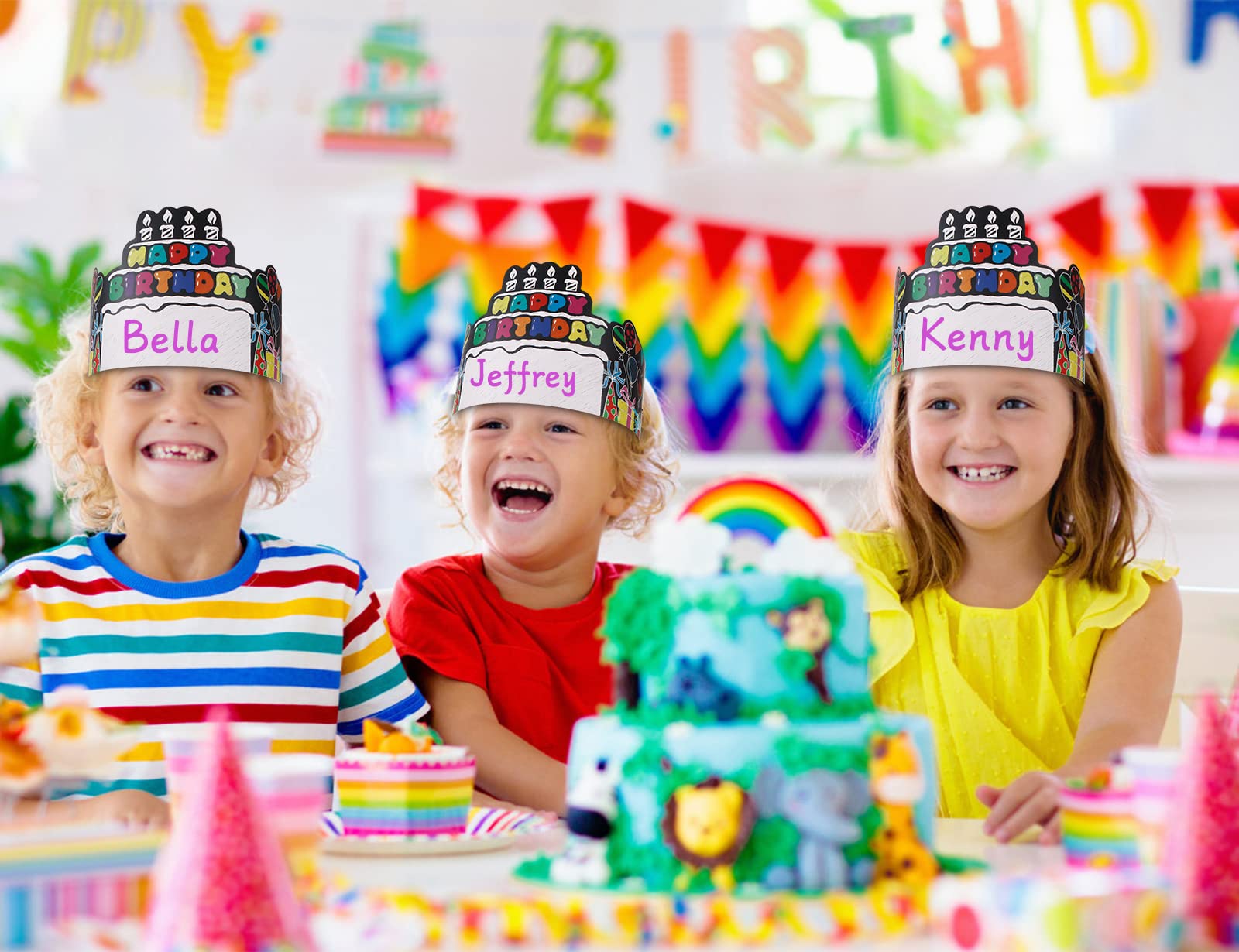 SICOHOME 36pcs Happy Birthday Crowns for Kids - Birthday Party Hats for Classroom, Family Celebrations & School Events - Perfect for Kindergarten, Elementary Students & Teacher Supplies (Great for Birthday Parties, Classroom Activities & Family Gatherings)
