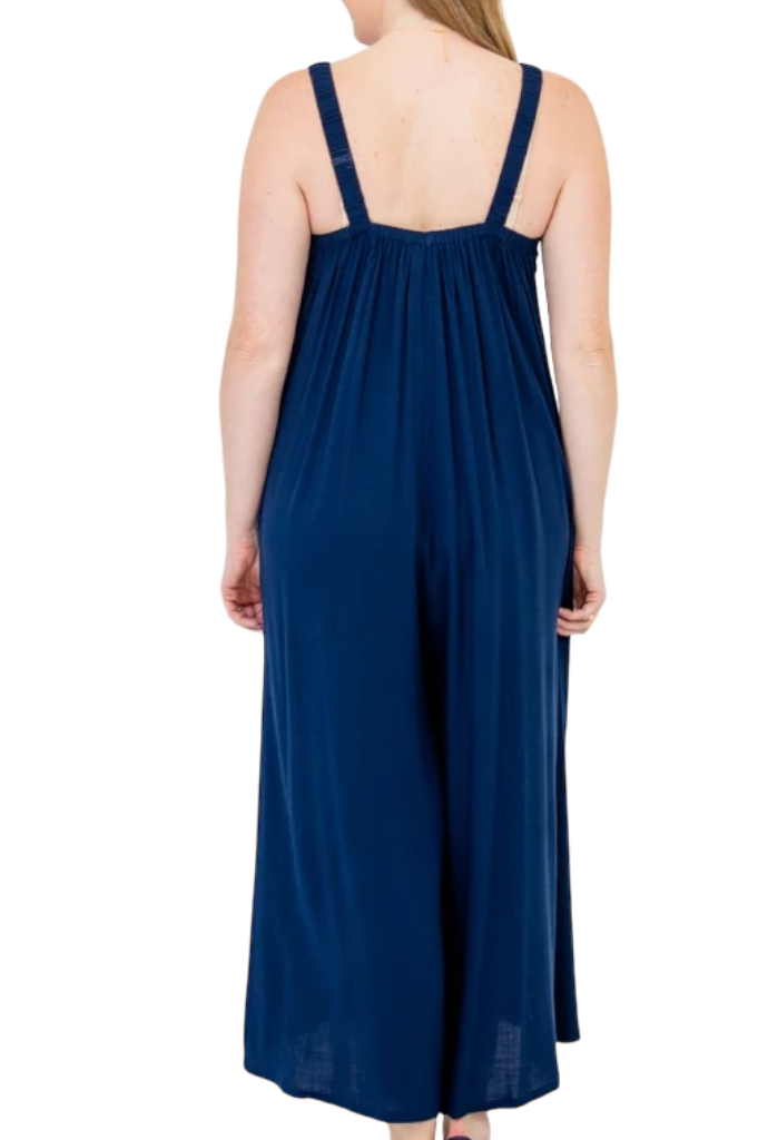 Joanna Indigo Linen Bamboo Jumpsuit for Women - Soft & Breathable Summer Romper - Perfect for Beach, Vacation & Casual Outings