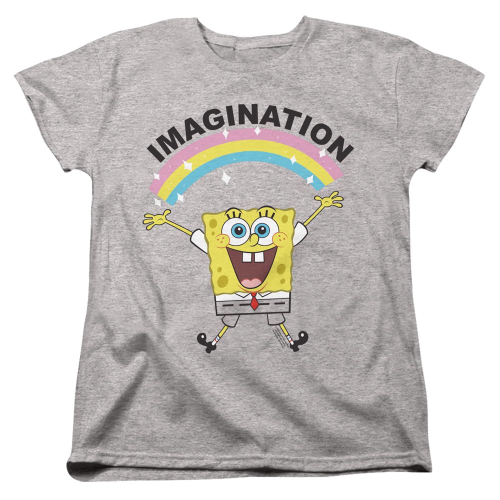 Popfunk Classic SpongeBob Simple Imagination Women's T-Shirt - Funny Cartoon Graphic Tee for Casual Wear, Gifts & Everyday Outfits