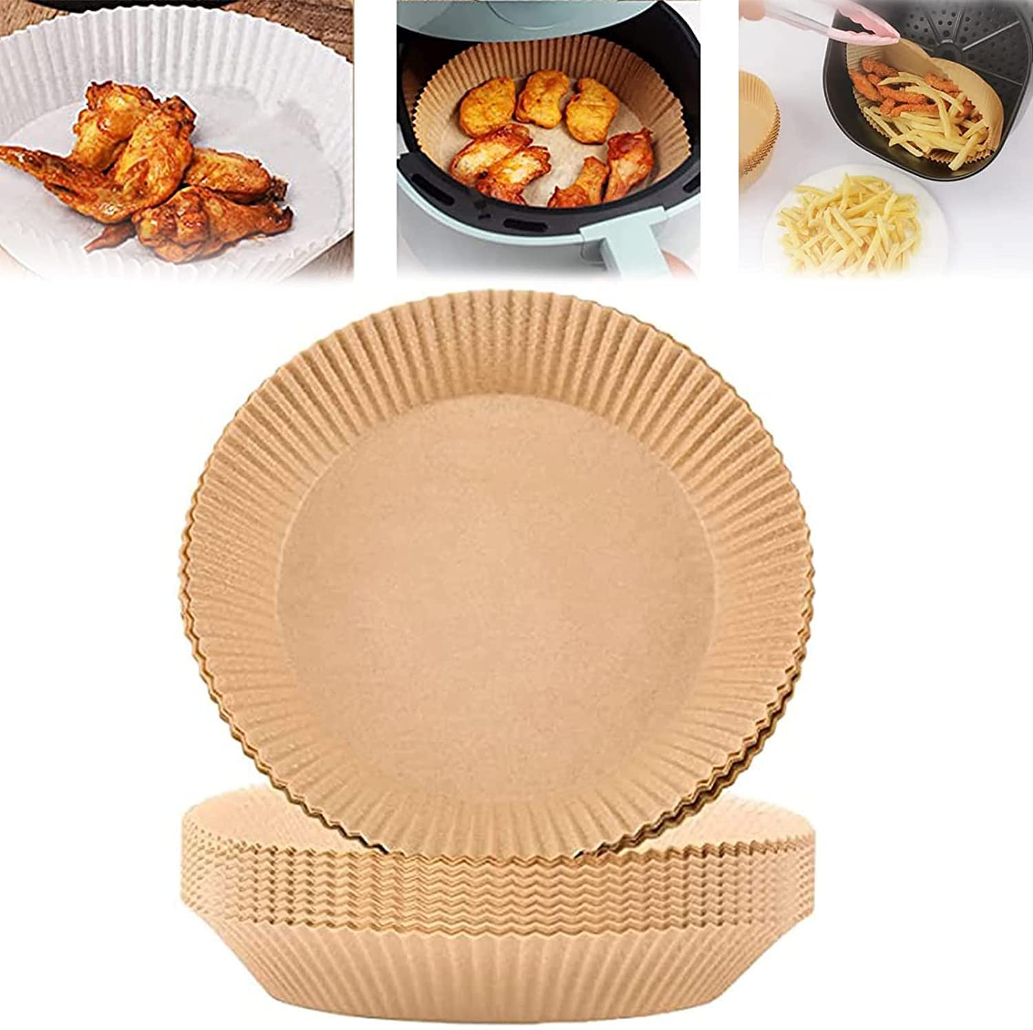 Non-Stick Air Fryer Parchment Paper Liners - 50pcs 6.5 Inch Disposable Baking Sheets for Air Fryers, Oven, Microwave - Perfect for Frying, Roasting, Cooking & Healthy Meal Prep