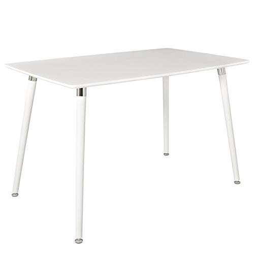 White Hawthorne Collections Dining Table - Modern Farmhouse Style for Kitchen, Dining Room & Small Spaces