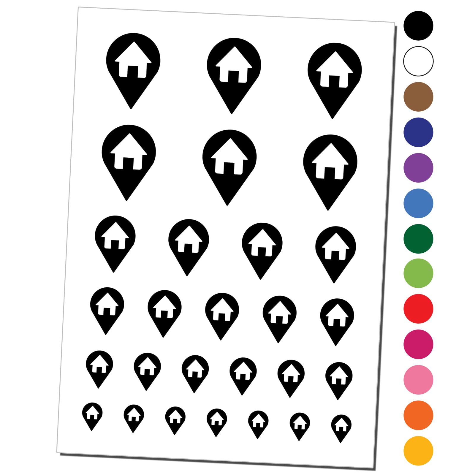 Waterproof Temporary Tattoo Set - Map Home Location Marker Symbol Fake Body Art (Black, 1 Sheet) | Perfect for Travel Enthusiasts, Geography Lovers & Festival Goers