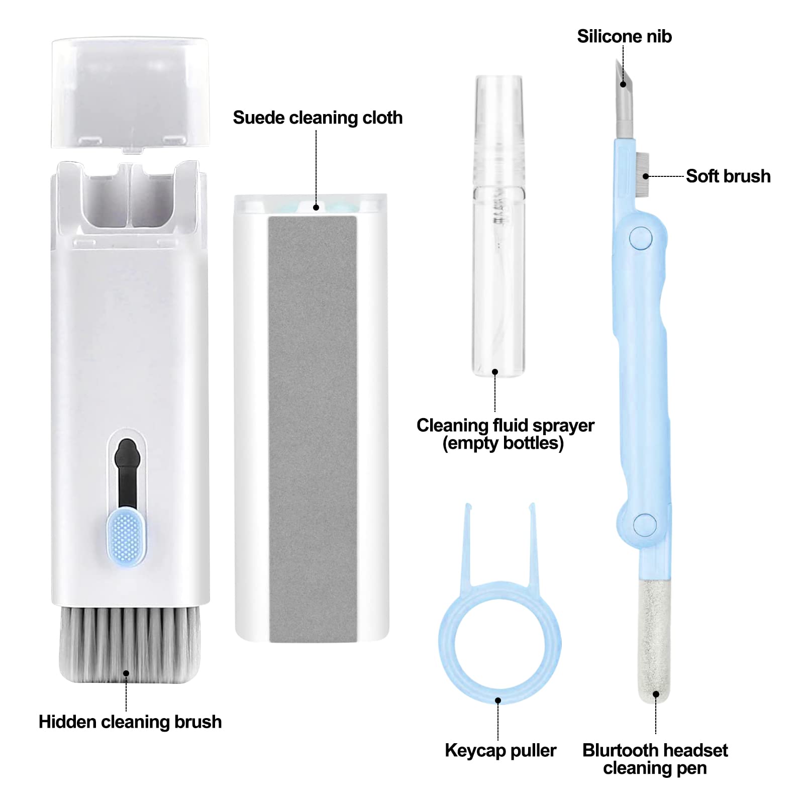 7-in-1 Electronic Cleaning Kit - Keyboard Cleaner, Laptop Cleaner for Monitor, Phone, Headset, Lego & Camera Lens (Blue) | Perfect for Home, Office & Gaming Setups
