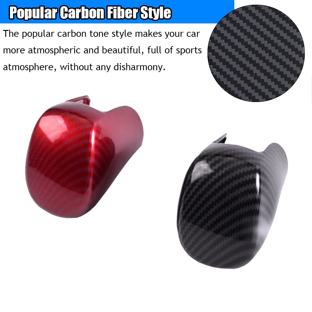 Custom ABS Gear Shift Knob Cover Trim for Honda Civic 11th Gen 2022-2023, Accord 2018-2022, CR-V 2023-2024, HR-V 2023-2024 - Red Carbon Fiber Style (1Pcs/Set) | Interior Car Accessories Upgrade for Enhanced Driving Experience
