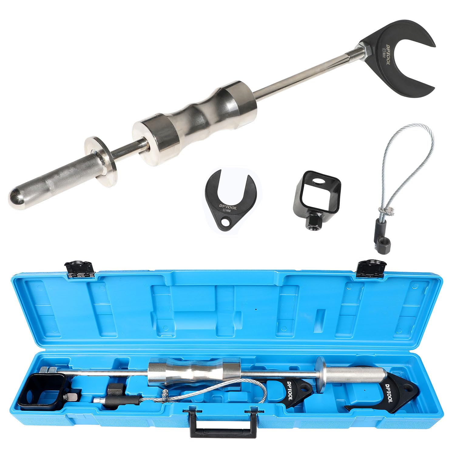 Heavy Duty DPTOOL CV Joint Puller Kit - 10 lbs Slide Hammer with 63mm & 48mm Fork Adapters - Front Wheel Drive Axle Removal Tool for Half Shaft & Ball Joint Replacement - Perfect for DIY Auto Repair, Mechanic Shop & Vehicle Maintenance