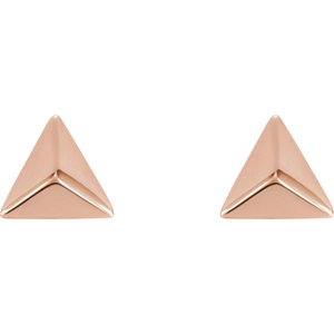 14k Rose Gold Petite Pyramid Stud Earrings for Women - Minimalist Dainty Jewelry for Everyday Wear, Gift Giving & Special Occasions