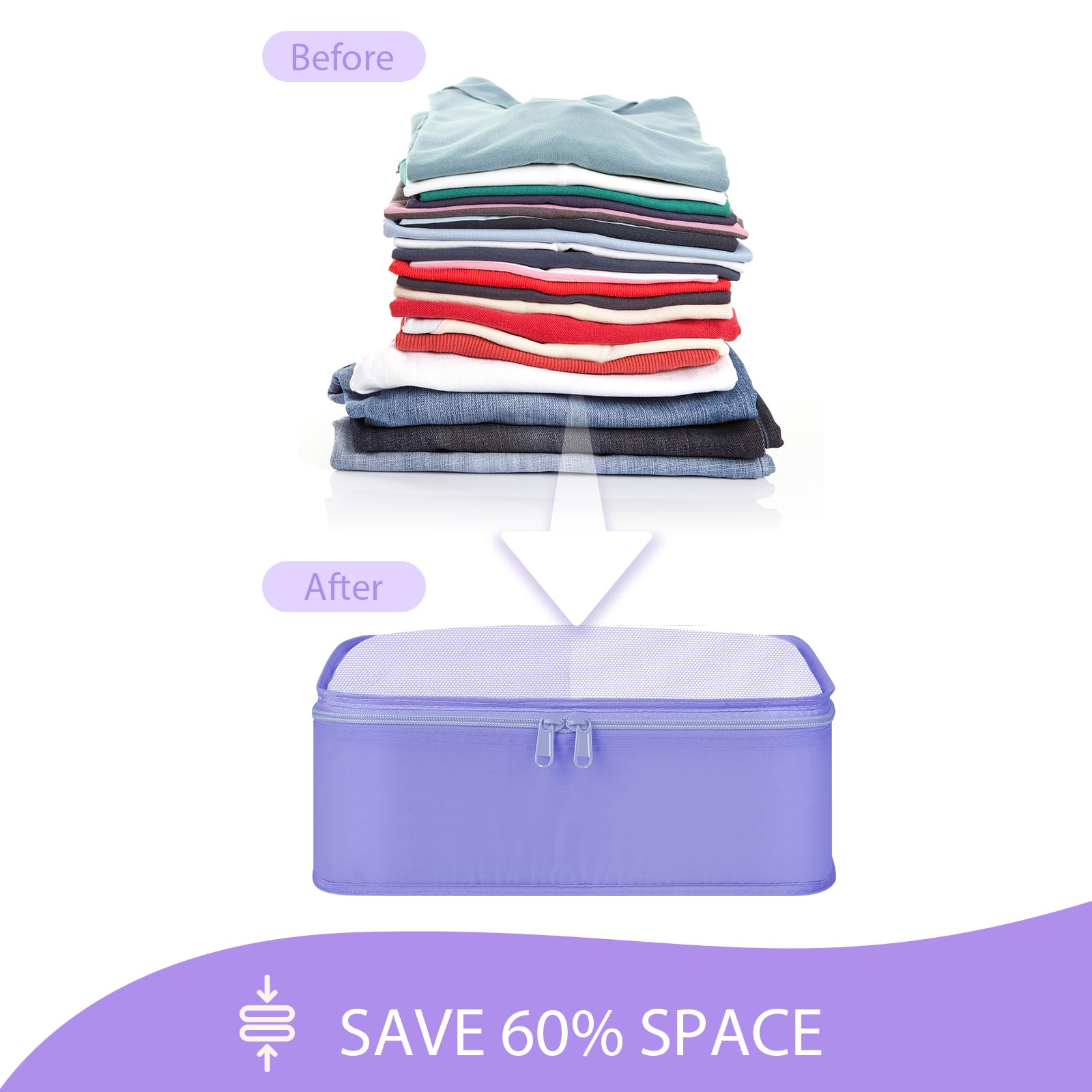 DIMJ 8-Piece Travel Packing Cubes Set - Lightweight Luggage Organizers with Large Toiletries Bag for Clothes, Shoes & Cosmetics | Perfect for Suitcase Organization, Business Trips & Vacation Packing (Purple)
