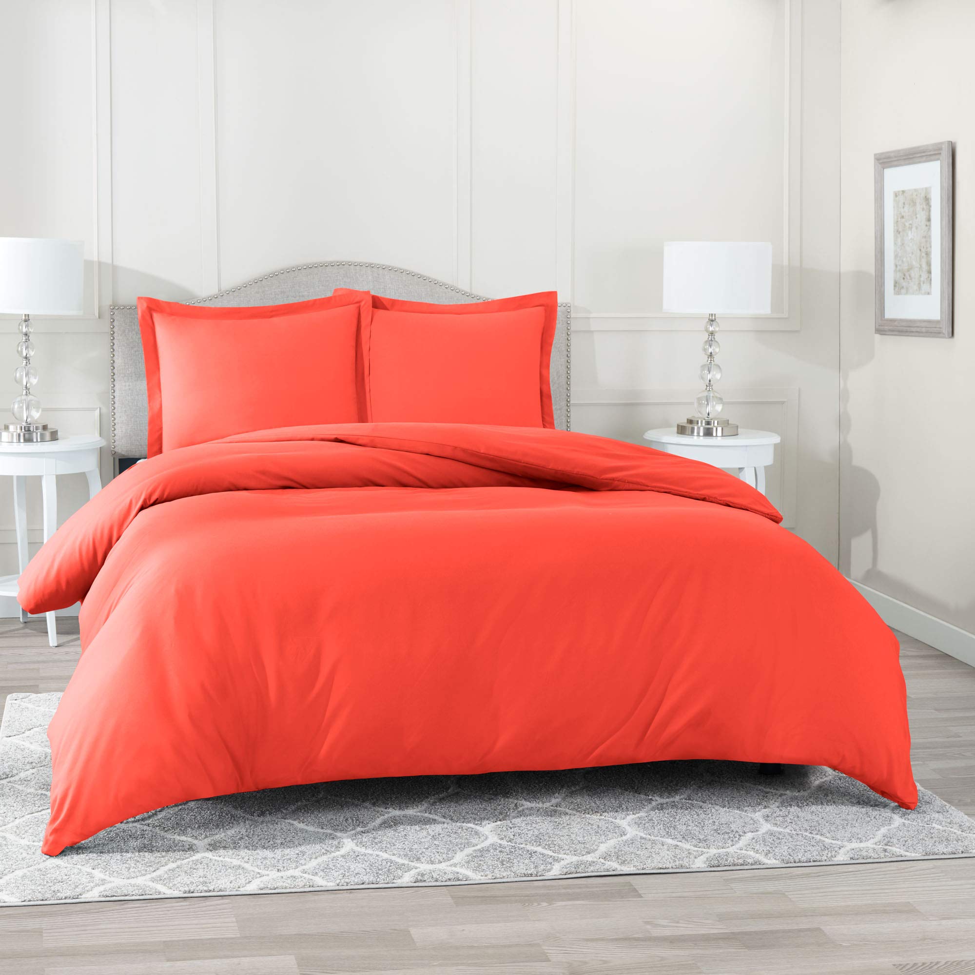 Premium King Size Bedding Set - Soft Microfiber Comforter Set with Duvet Cover & 2 Pillow Shams | Orange Luxury Bedding for Master Bedroom | Perfect for Home Decor & Guest Room Upgrade