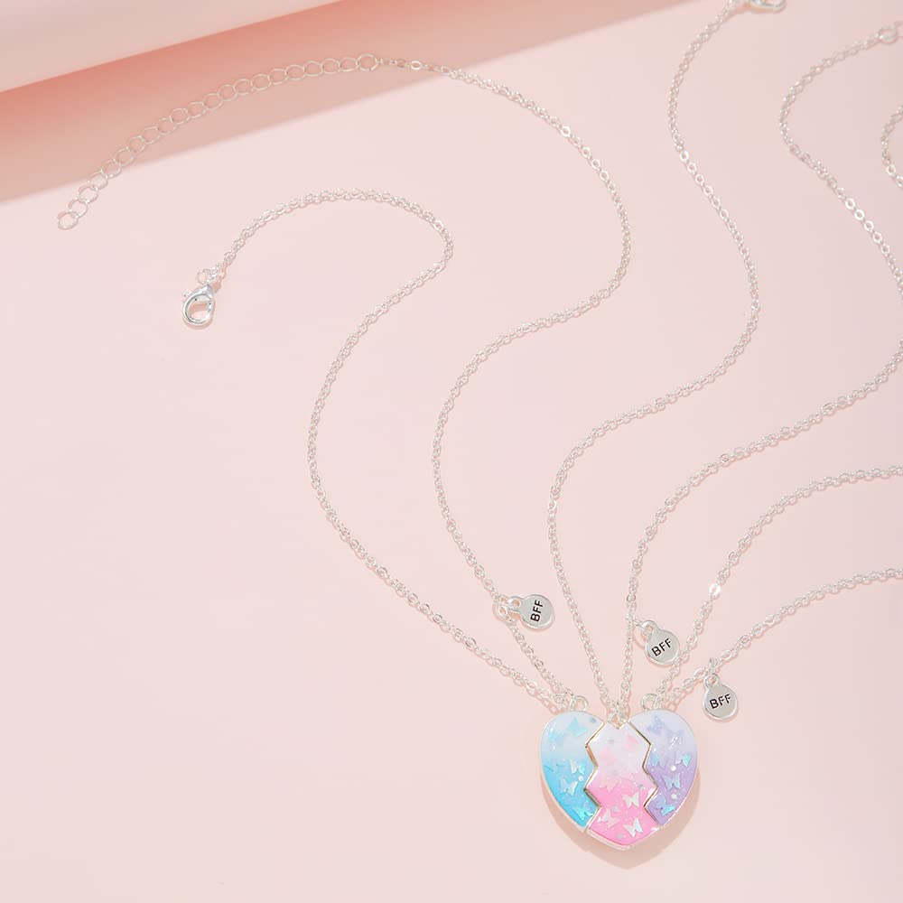 Best Friend Necklaces for 3 - Magnetic Heart Pendant BFF Friendship Jewelry Set for Women, Girls, Teens - Perfect for Birthdays, Anniversaries, and Special Occasions