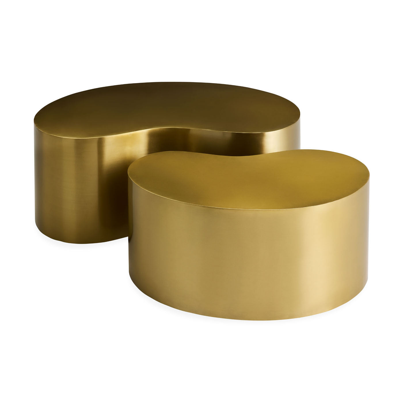 Premium Brass Kidney-Shaped Side Table Set - Elegant Home Decor for Living Room, Bedroom & Office