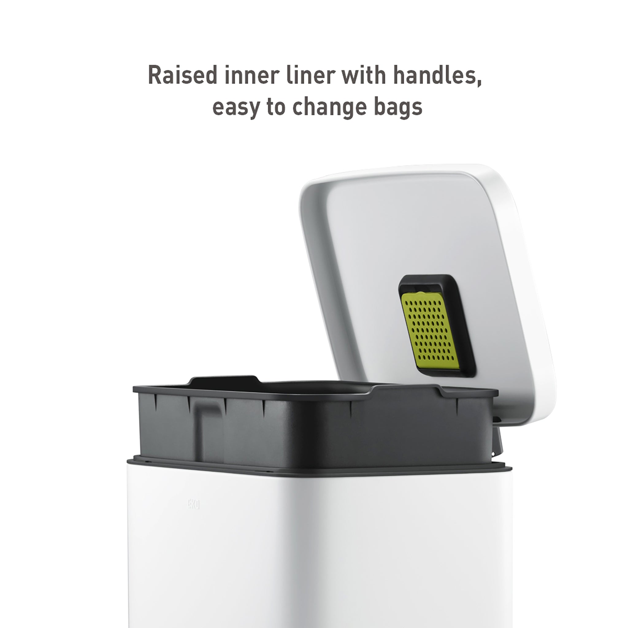 Madison 50L / 13.2 Gallon Step Trash Can with Removable Liner - Matte White Kitchen Waste Bin for Home, Office & Outdoor Use