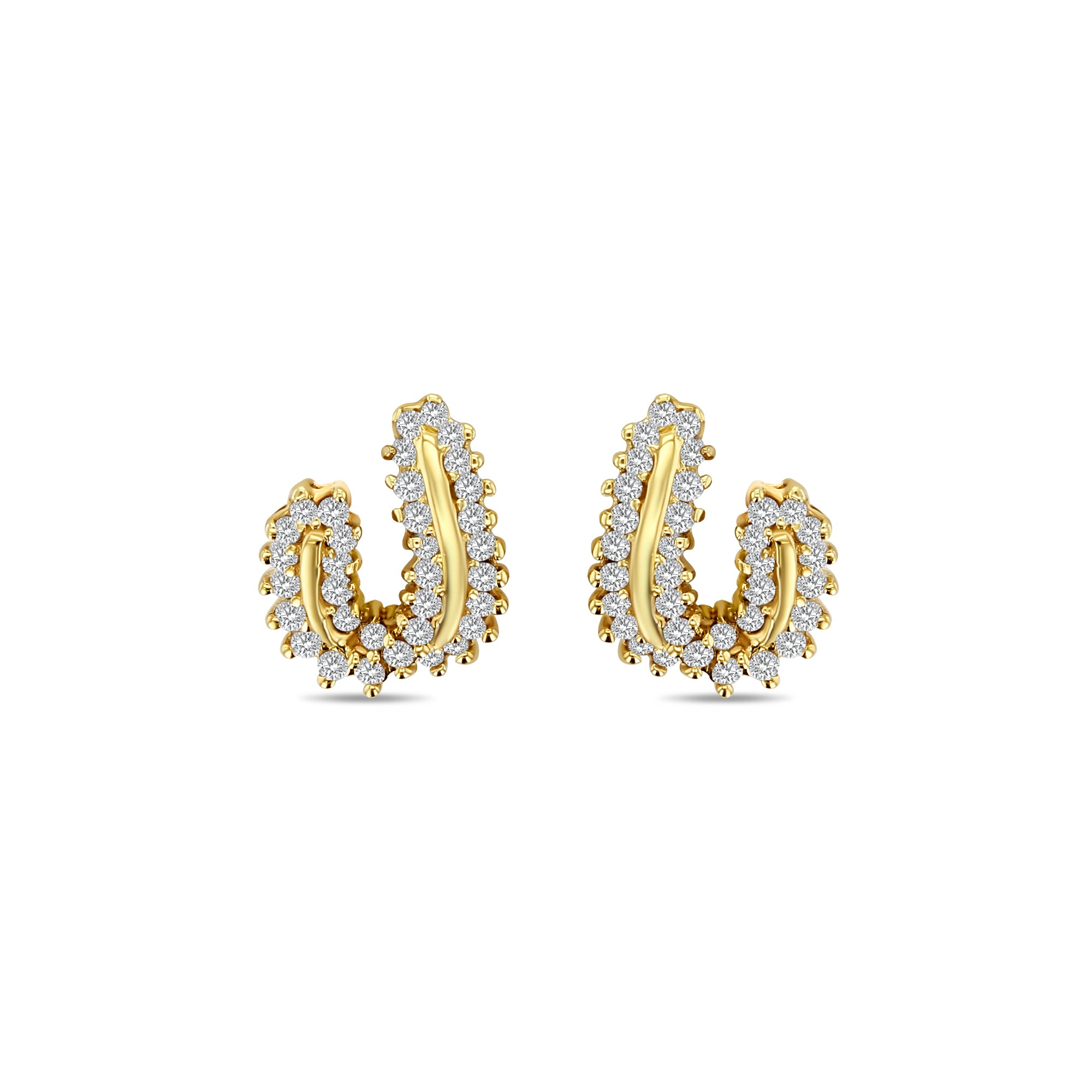 2 Carat Diamond Swoosh Earrings 14K Yellow Gold - Elegant Dangle Earrings for Women, Perfect for Weddings, Parties & Special Occasions
