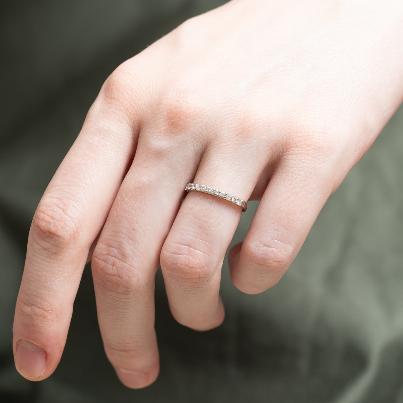 Semi Eternity Diamond Wedding Band Ring | 0.26ctw Round Cut Diamonds | Size 4.25 | Perfect for Anniversary, Engagement & Bridal Jewelry Gifts