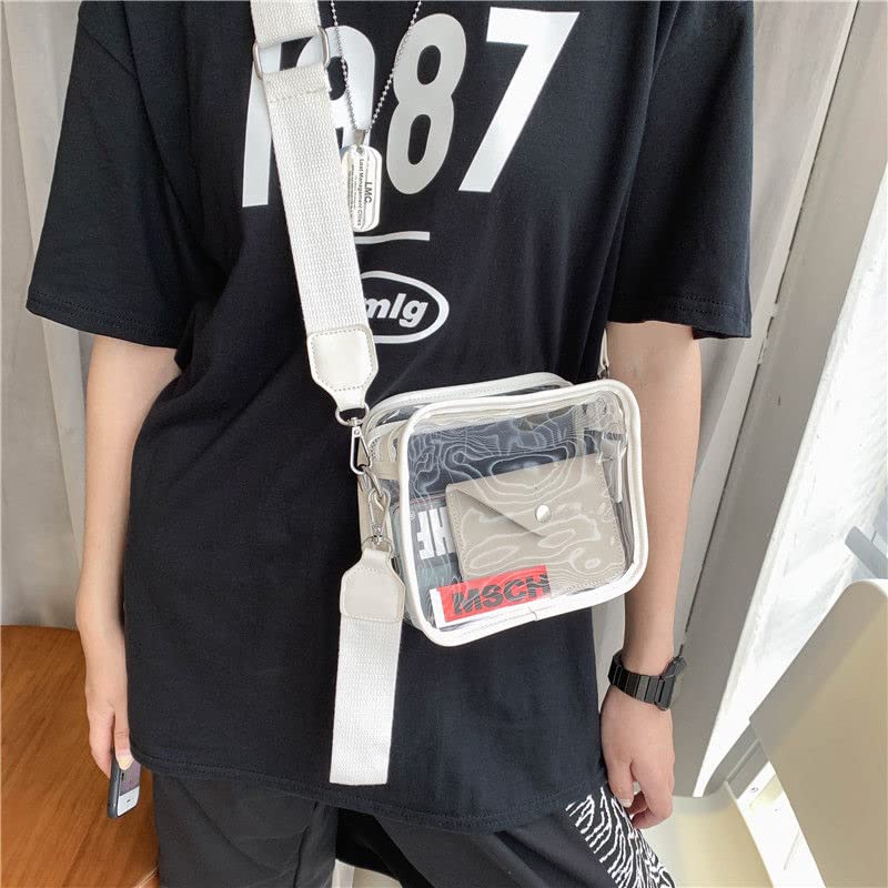 Clear Crossbody Bag for Women & Girls - Stadium Approved Small Purse for Concerts, Sports Events, Festivals & Parties (White) | Perfect for Prom, Shopping & Travel Accessories