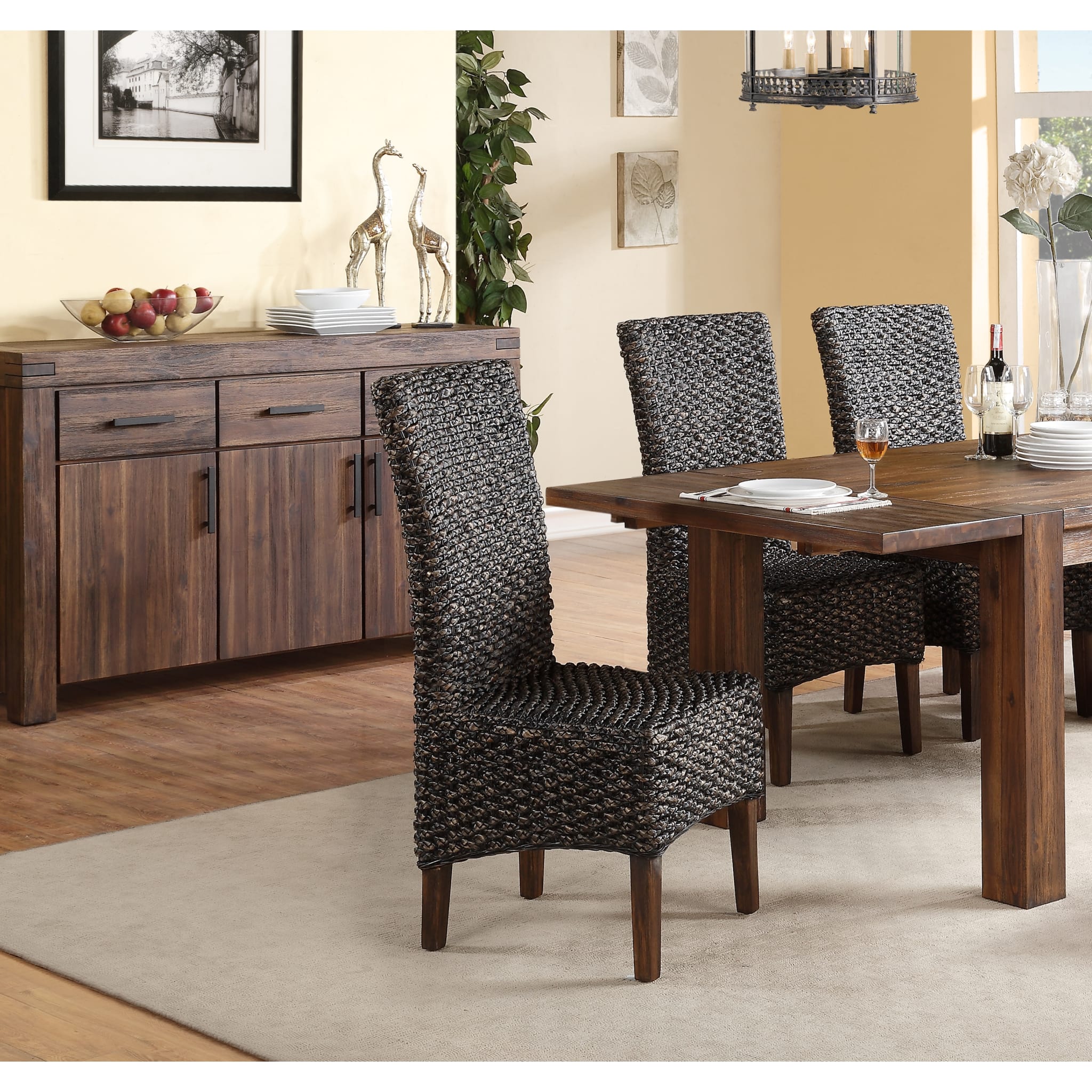 Premium Meadow Wicker Dining Chair in Brick Brown - Weather-Resistant Rattan Patio Furniture for Outdoor Dining, Garden, and Poolside Use