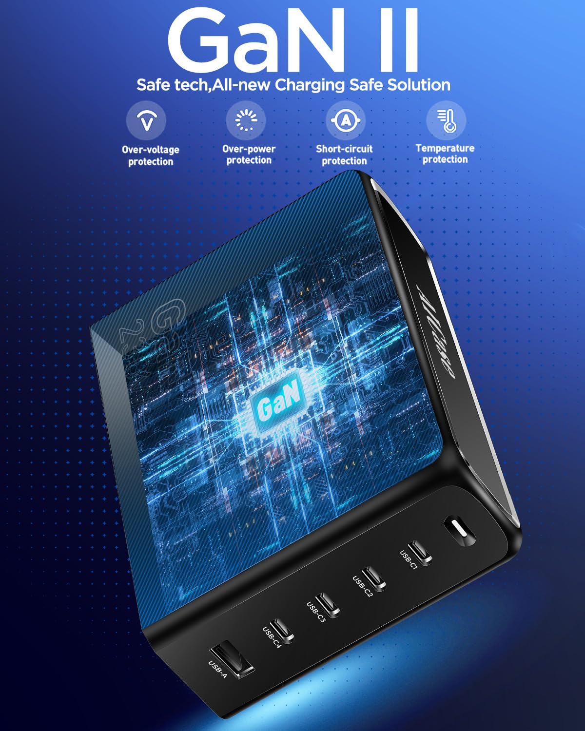 230W GaN USB C Charger with 5 Ports - Fast Desktop Charger for MacBook Pro/Air, iPad, iPhone, Samsung Galaxy, Google Pixel, Steam Deck, HP, Lenovo, Dell, Asus & Acer Laptops - Perfect for Home, Office & Travel Charging
