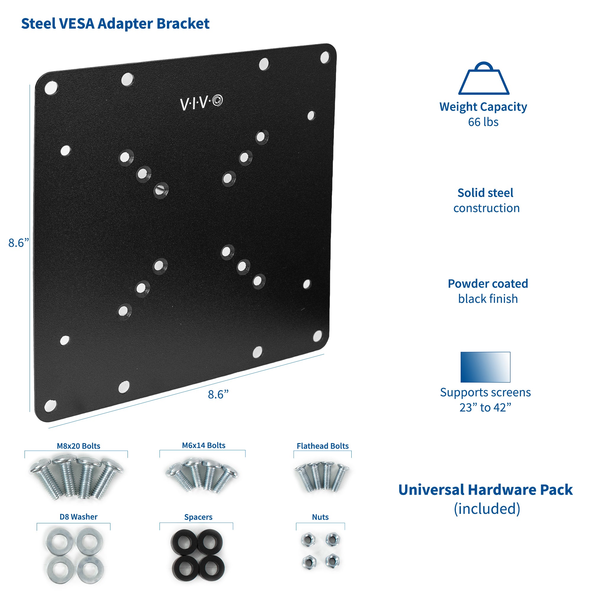 Universal VESA Monitor Mount Adapter 50x50mm to 200x200mm - Compatible with TVs, Computer Screens & Gaming Monitors for Home & Office Setup