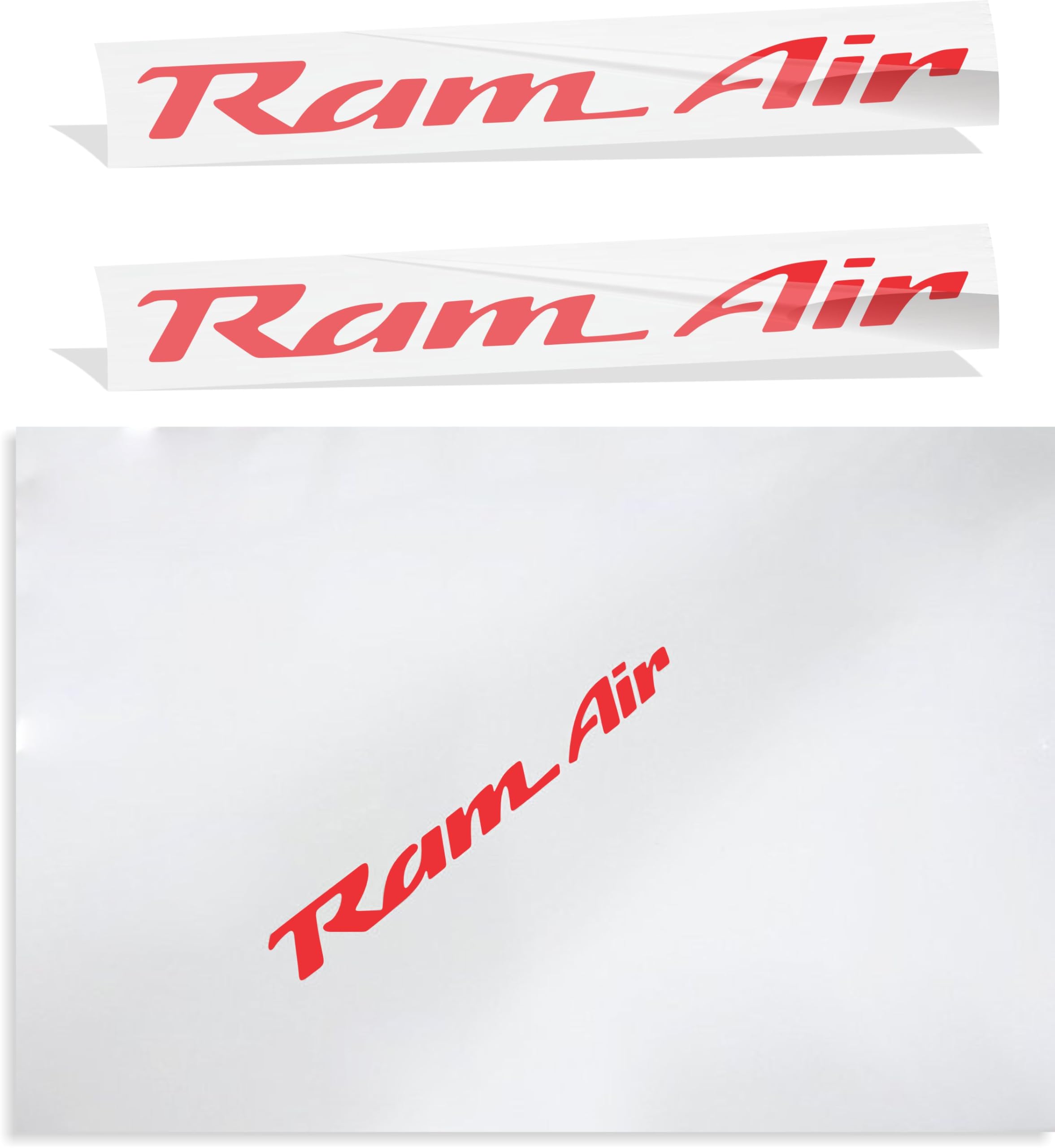 Ram Air Decal Stickers (Pair) - Gloss Red Vinyl Car Decals for Hood & Side Panels - High Performance Automotive Styling Accessories for Muscle Cars & Sports Vehicles