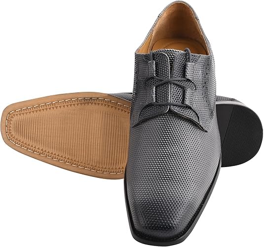 LIBERTYZENO Men's Genuine Leather Oxford Dress Shoes - Classic Tread Design Lace-Up Formal Shoes for Business, Wedding & Easter Gifts