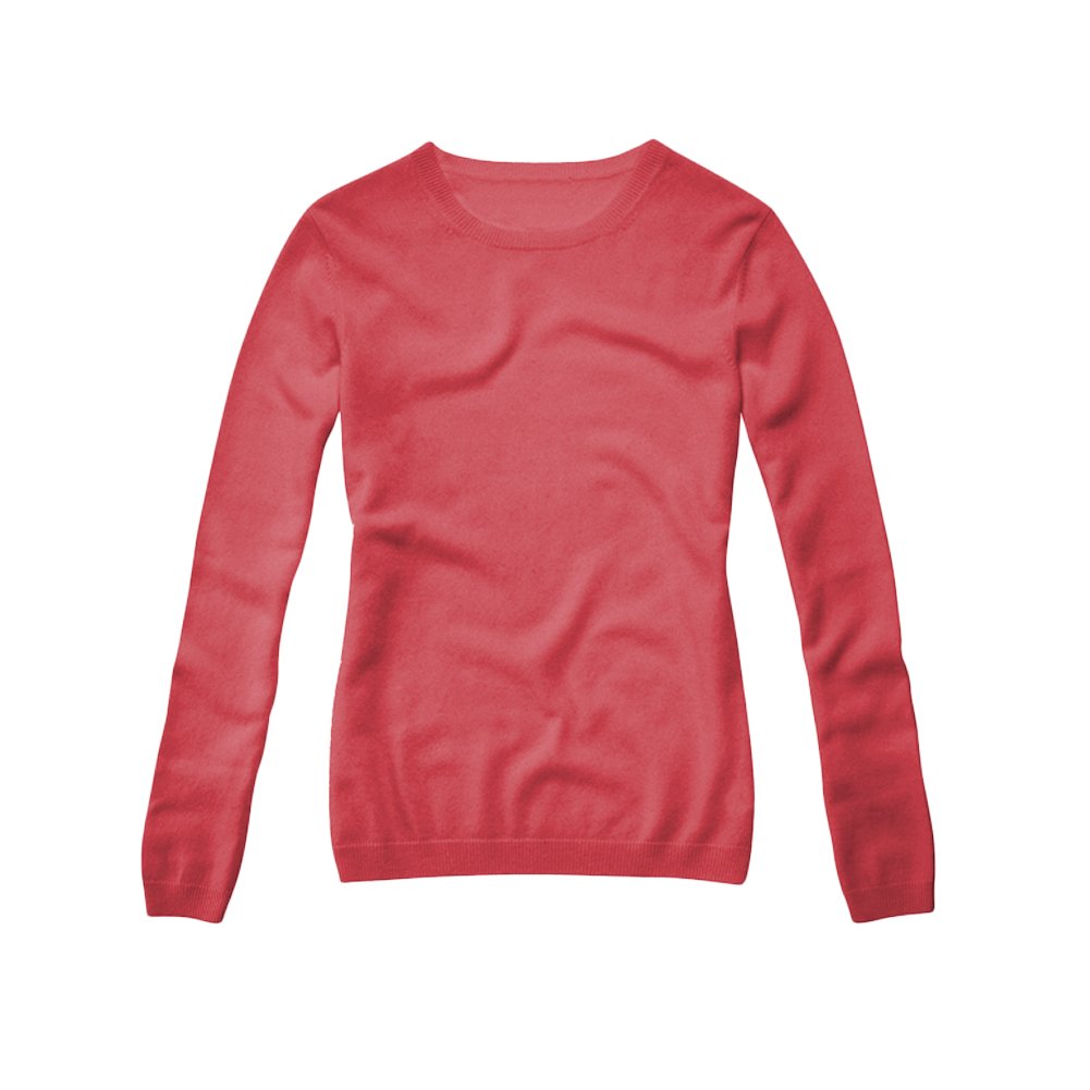 Parisbonbon Women's 100% Pure Cashmere Crew Neck Sweater - Soft & Warm Coral Pink Pullover, Size M - Perfect for Fall/Winter Layering & Office Wear