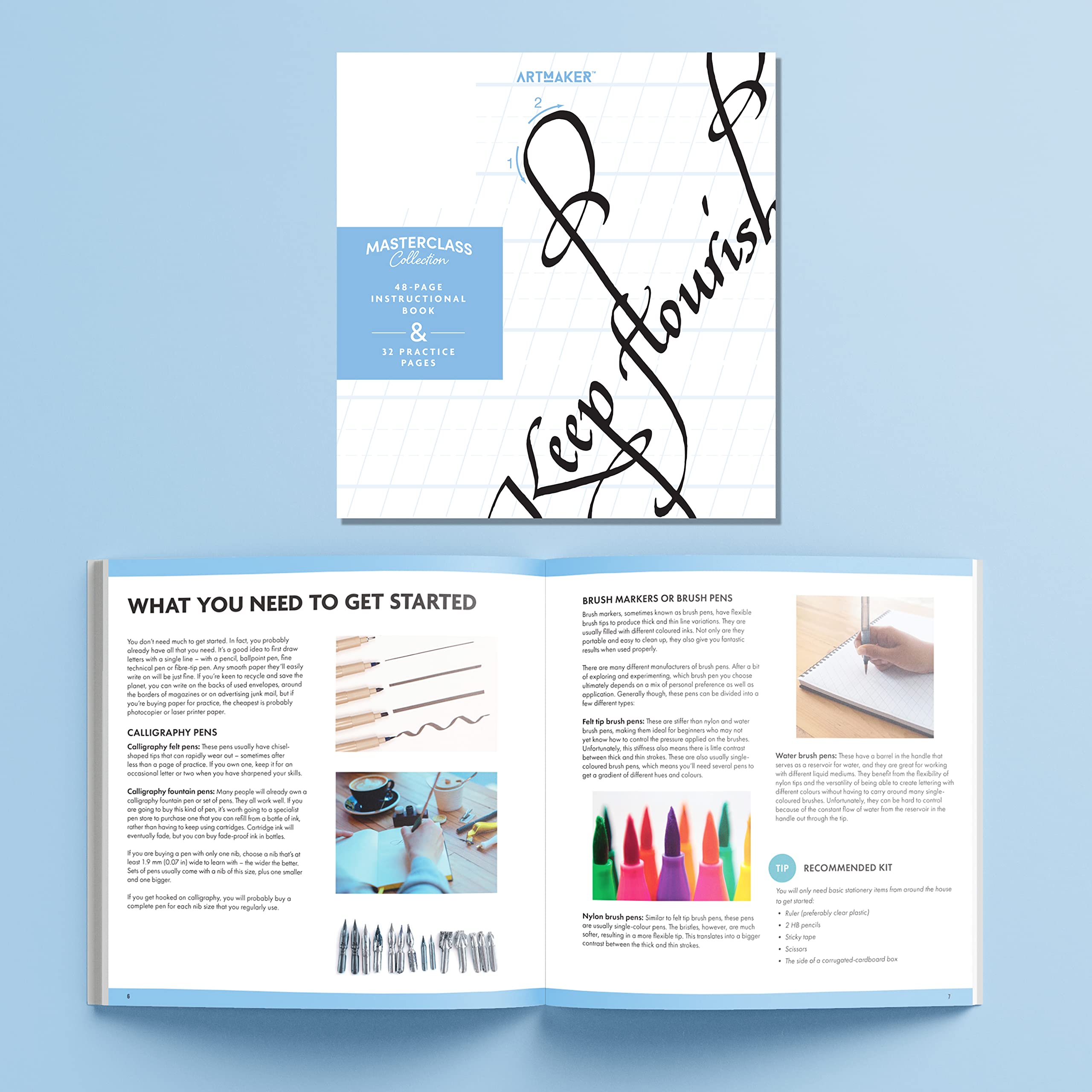 Art Maker Masterclass Collection: Complete Calligraphy Kit for Beginners to Advanced - Premium Calligraphy Pens, Ink & Guide Book - DIY Hand Lettering & Modern Calligraphy Supplies - Perfect for Wedding Invitations, Gift Wrapping & Home Decor