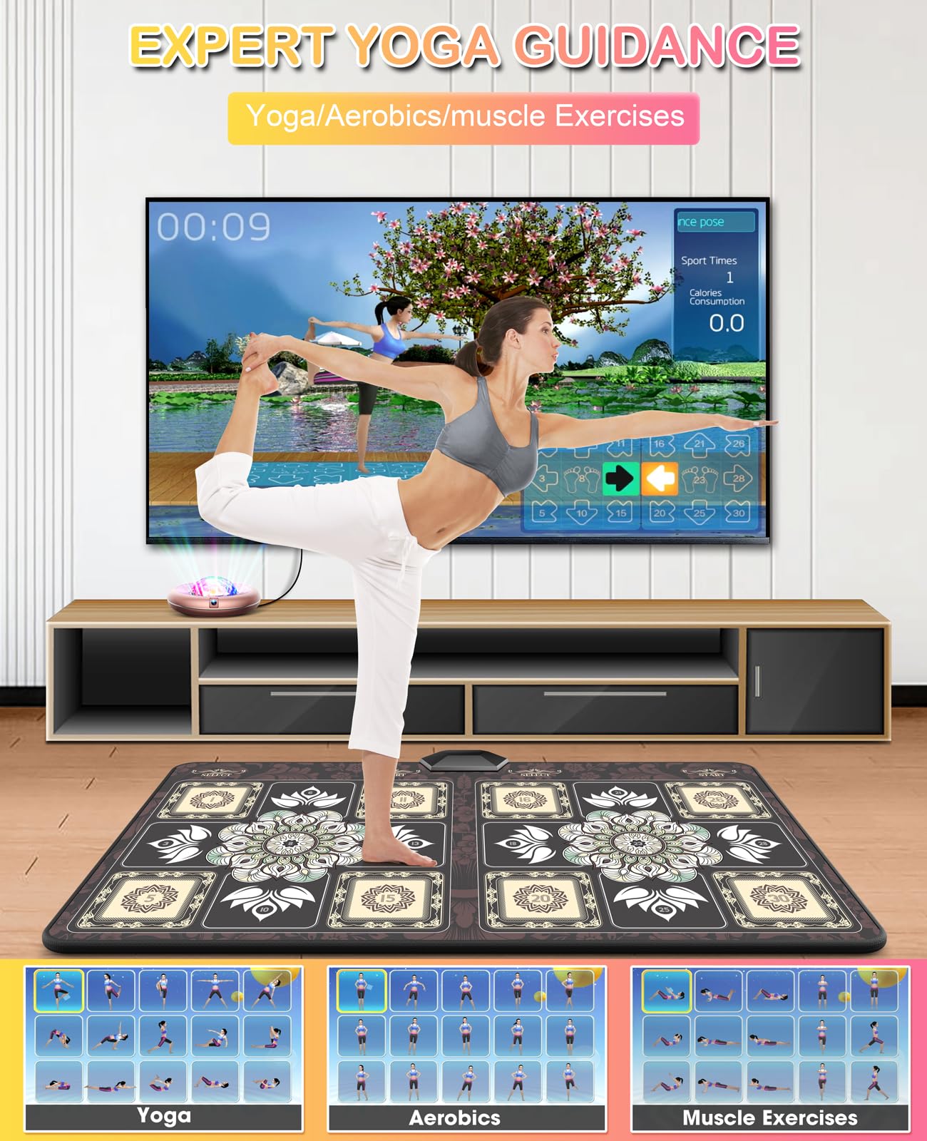 Wireless Electronic Dance Mat for TV - Non-Slip Wrinkle-Free TikTok Dance Game Pad with Camera | Plug & Play Exercise Mat for Kids & Adults | Perfect Christmas Gift for Boys & Girls | Great for Family Fun, Fitness Workouts & Party Games