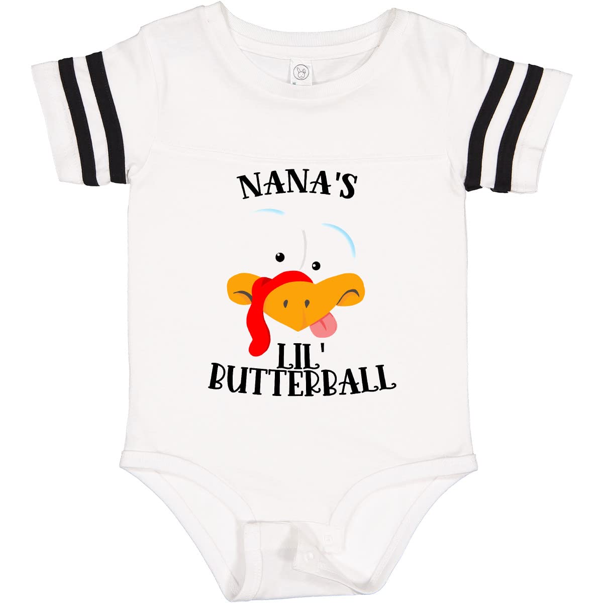 Inktastic Thanksgiving Nana's Lil' Butterball Cute Turkey Face Baby Bodysuit - Adorable Infant Onesie for Holiday Family Photos & Turkey Day Celebrations