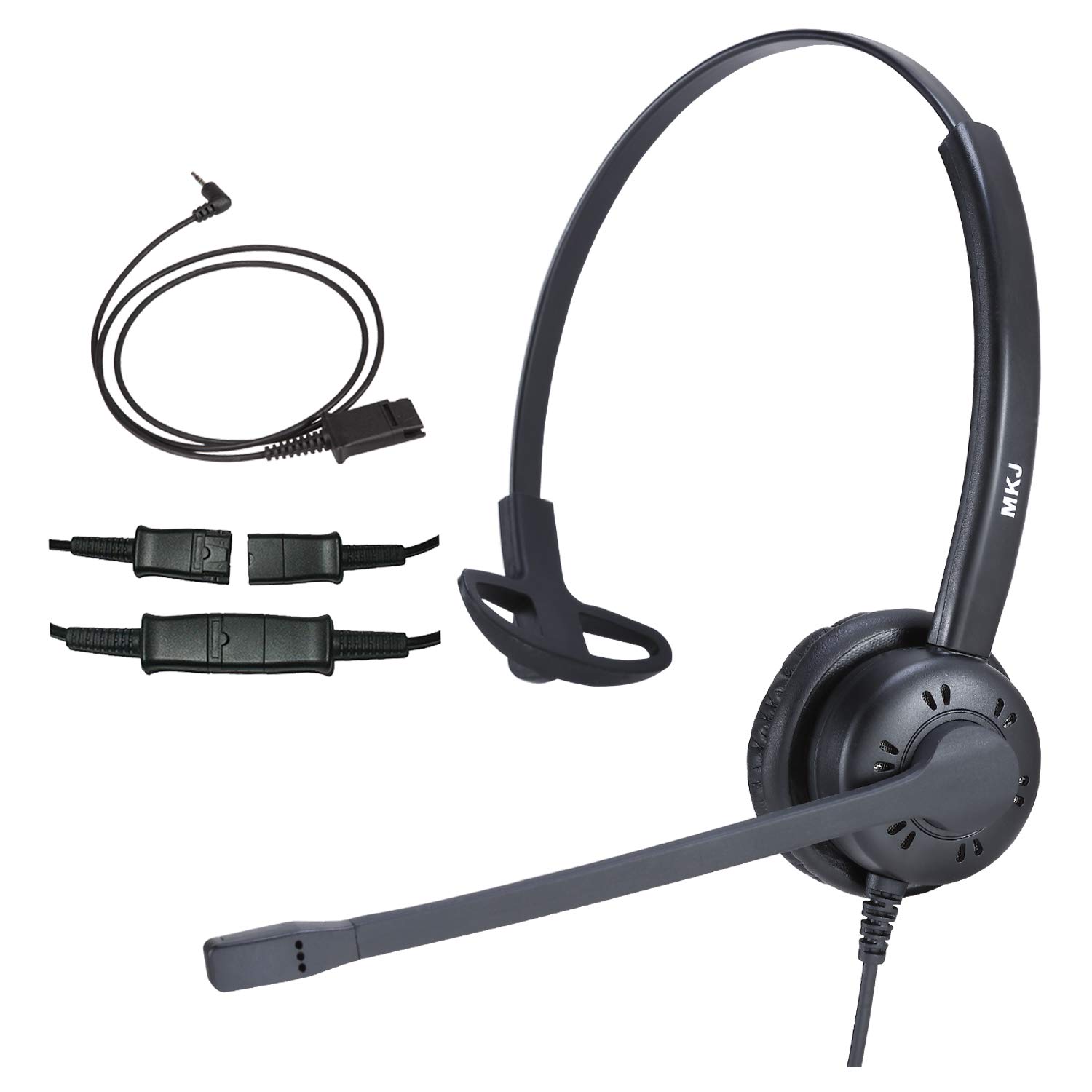 MKJ 2.5MM Noise Cancelling Telephone Headset with Microphone - Compatible with Panasonic KX-DT543, KX-TGA950, KX-TG653, Cisco SPA303G, 508G, 525G, Grandstream, AT&T TL86103, Vtech, Uniden - Ideal for Call Centers, Office & Customer Service Use