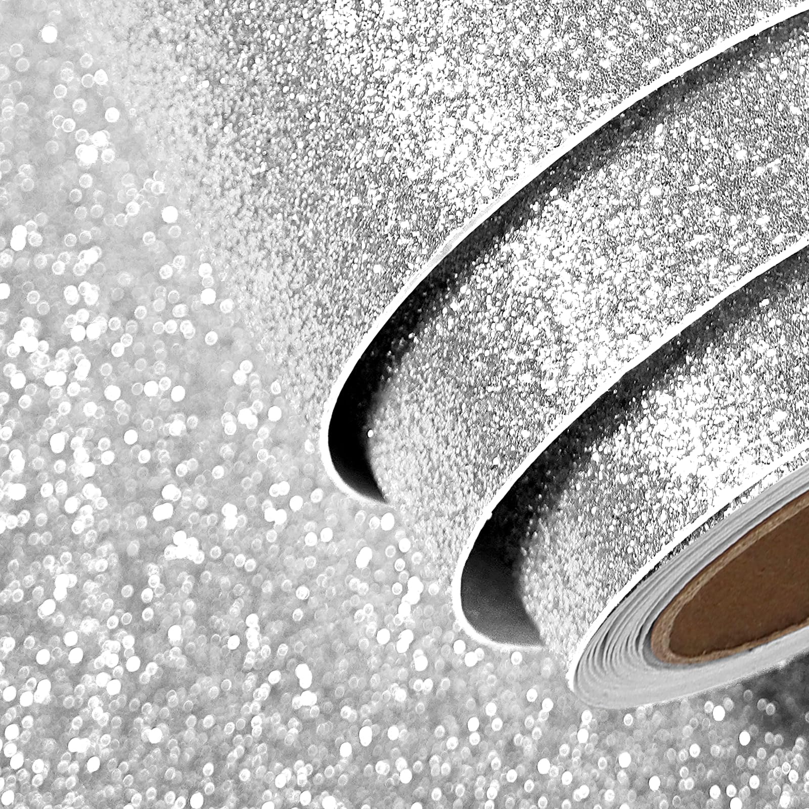FunStick Self-Adhesive Silver Glitter Cardstock Paper - 15.8x78.8 Inch Roll for DIY Crafts, Scrapbooking, Birthday Party Decorations & Wedding Invitations - Perfect for Card Making, Gift Wrapping, and Home Decor Projects