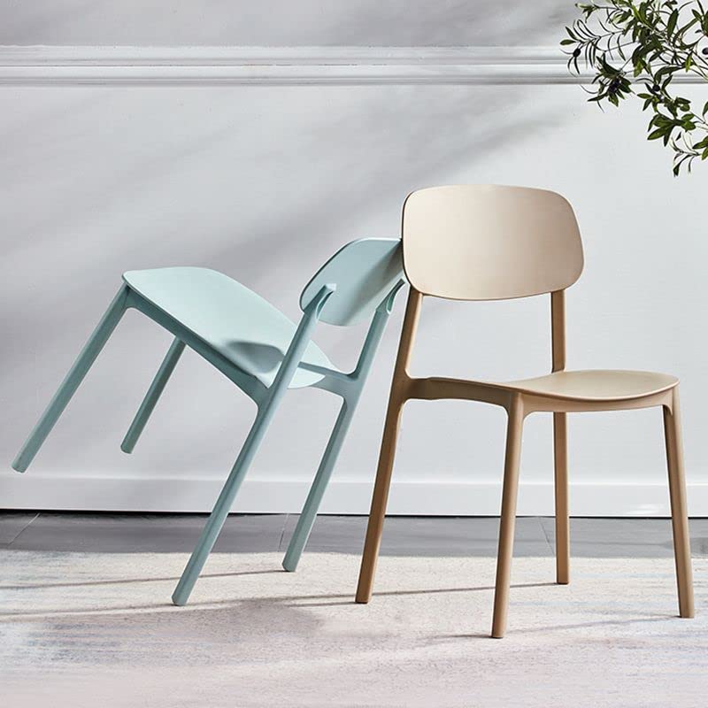 Modern Stackable Plastic Dining Chairs - Minimalist Armless Side Chairs for Home, Kitchen, Cafe & Milk Tea Shop (Set of 6, White) - Perfect for Small Spaces, Restaurants & Contemporary Dining Areas