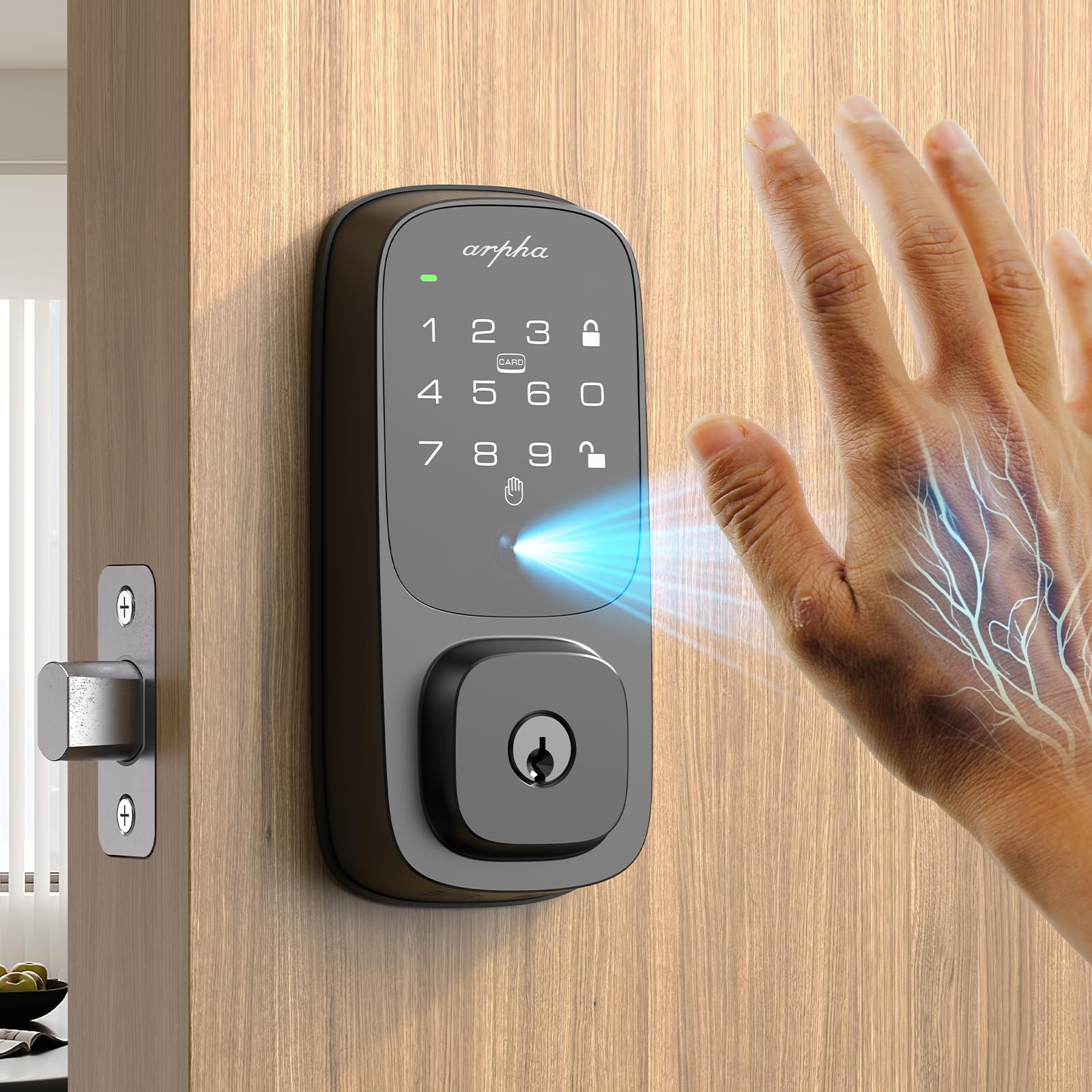 Smart WiFi Deadbolt Door Lock with Palm Recognition - Keyless Entry, Remote Control via App, Auto Lock, Alexa Compatible - Perfect for Front Door Security & Smart Home Automation