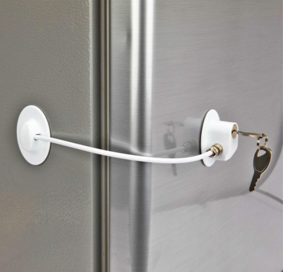 1 Pack Refrigerator Lock with 2 Keys - Child Proof Dorm Freezer & Cabinet Safety Lock with Strong Adhesive | Secure Fridge, Freezer & Cupboards for Baby Safety in Home, Kitchen & Nursery