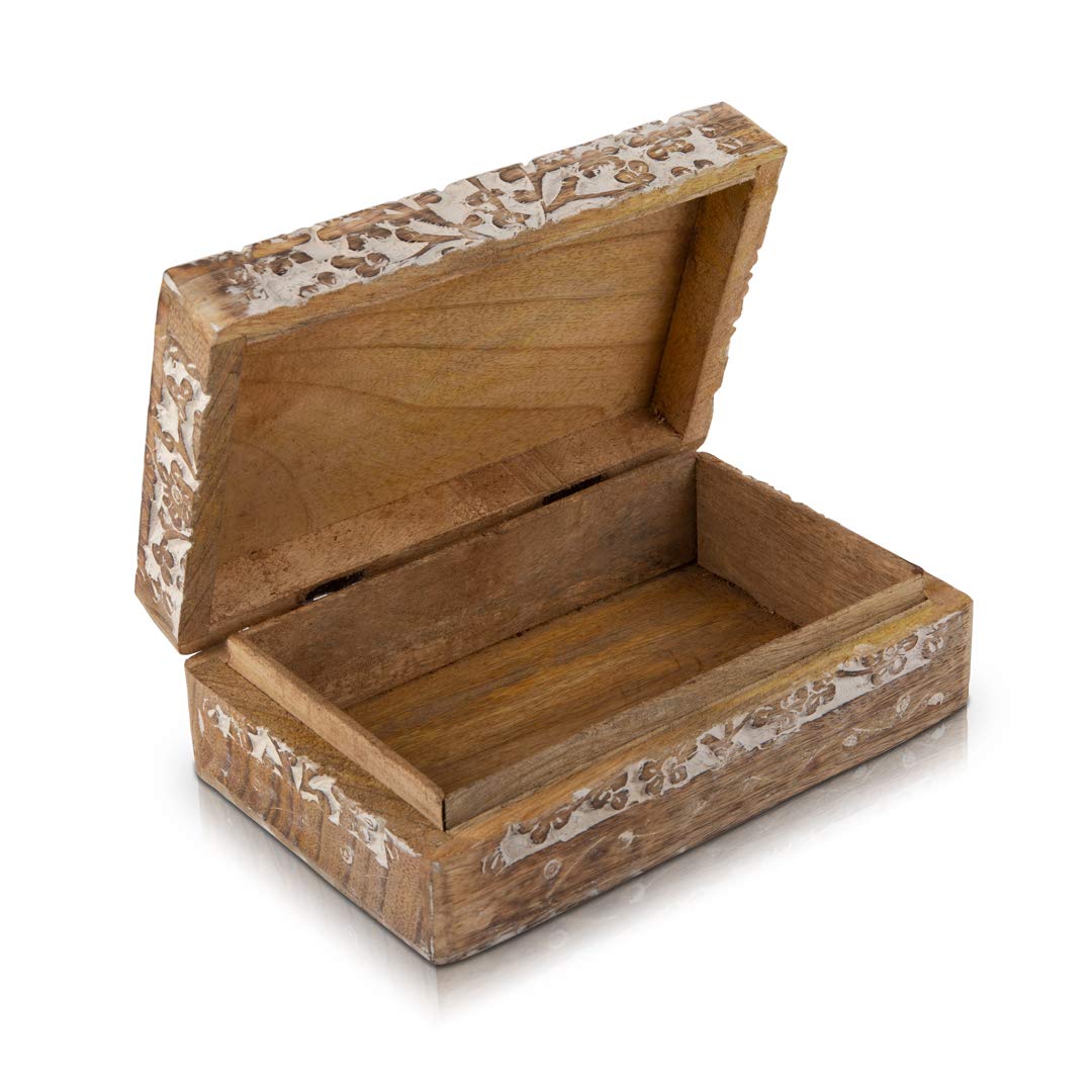 Handmade Wooden Jewelry Box with Tree of Life Carving - Jewelry Organizer, Keepsake Box & Treasure Chest for Women - Perfect Birthday, Housewarming Gift & Watch Storage - Elegant Home Decor & Travel Jewelry Case