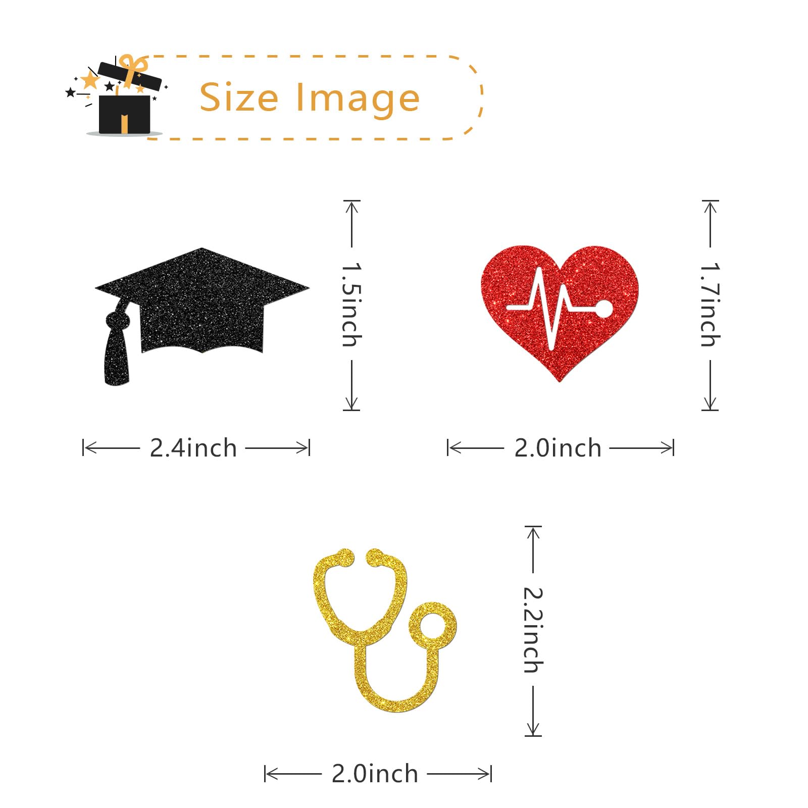 24-Piece Doctor & Nurse Graduation Cupcake Toppers - Medical RN Themed Decorations for Nursing School Graduation Parties (Black, Red & Gold Glitter) - Perfect for Healthcare Graduation Celebrations, Cake Decorating & Dessert Displays
