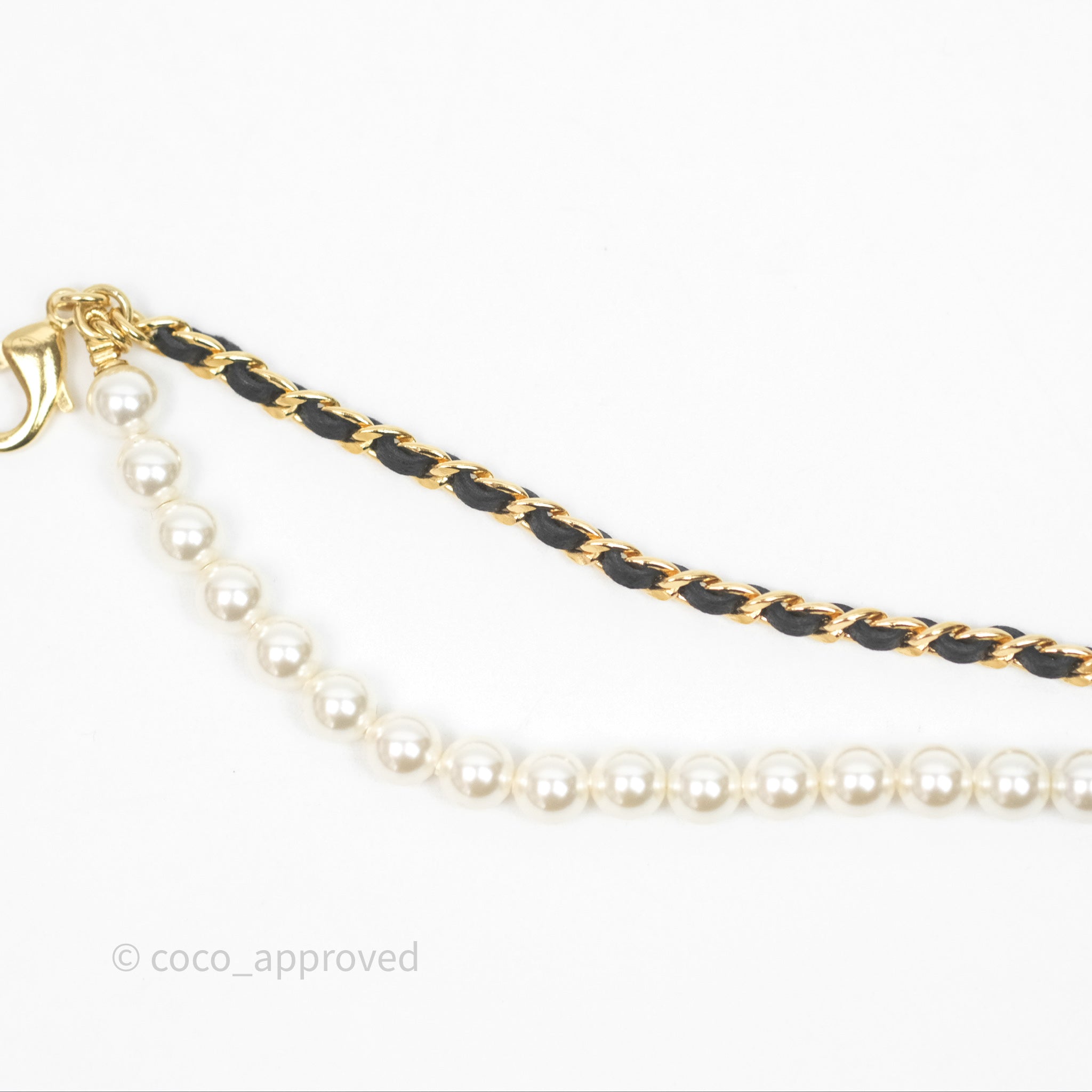 Chanel CC Pearl Crystals Double Layer Necklace 24K Gold Plated Women's Jewelry for Party, Wedding & Special Occasions