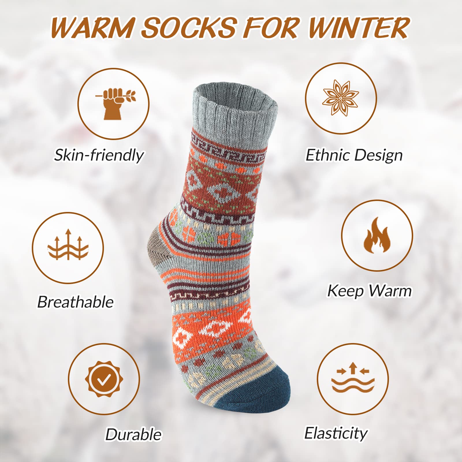 Premium Wool Socks for Women & Men - Ultra Warm Winter Thermal Socks, Soft Thick Knit Crew Boot Socks for Cold Weather - Perfect for Hiking, Snow Boots & Indoor Comfort