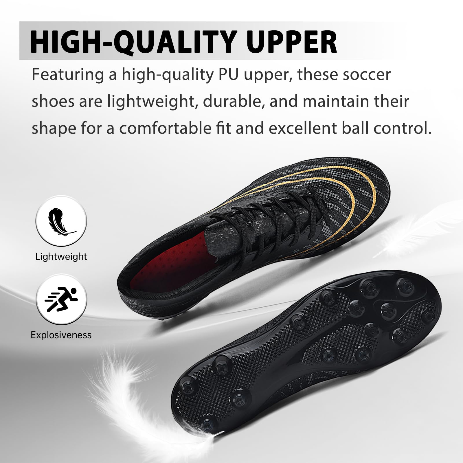 **Men's & Women's Soccer Cleats - Lightweight Football Shoes for Adults & Big Boys - AG Turf Soccer Shoes for Training & Matches**