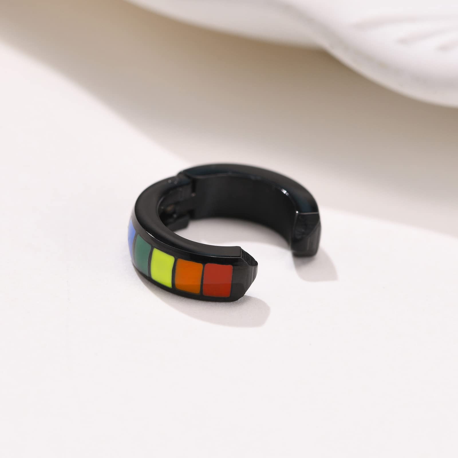 Rainbow Pride Stainless Steel Huggie Earrings for Men & Women - LGBT Gay Lesbian Flag Design - Perfect for Pride Parades, LGBTQ Events & Everyday Wear