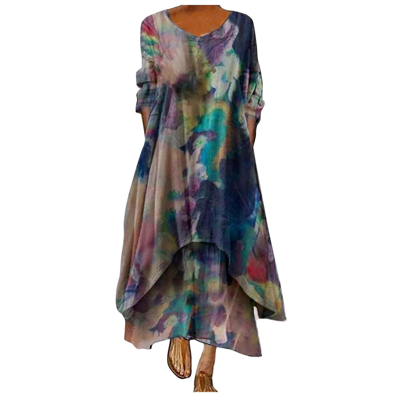 Women's Vintage Off-Shoulder Ruffle Sleeve Midi Dress with Back Tie - Summer Flowy Casual Dress for Beach, Wedding & Date Night