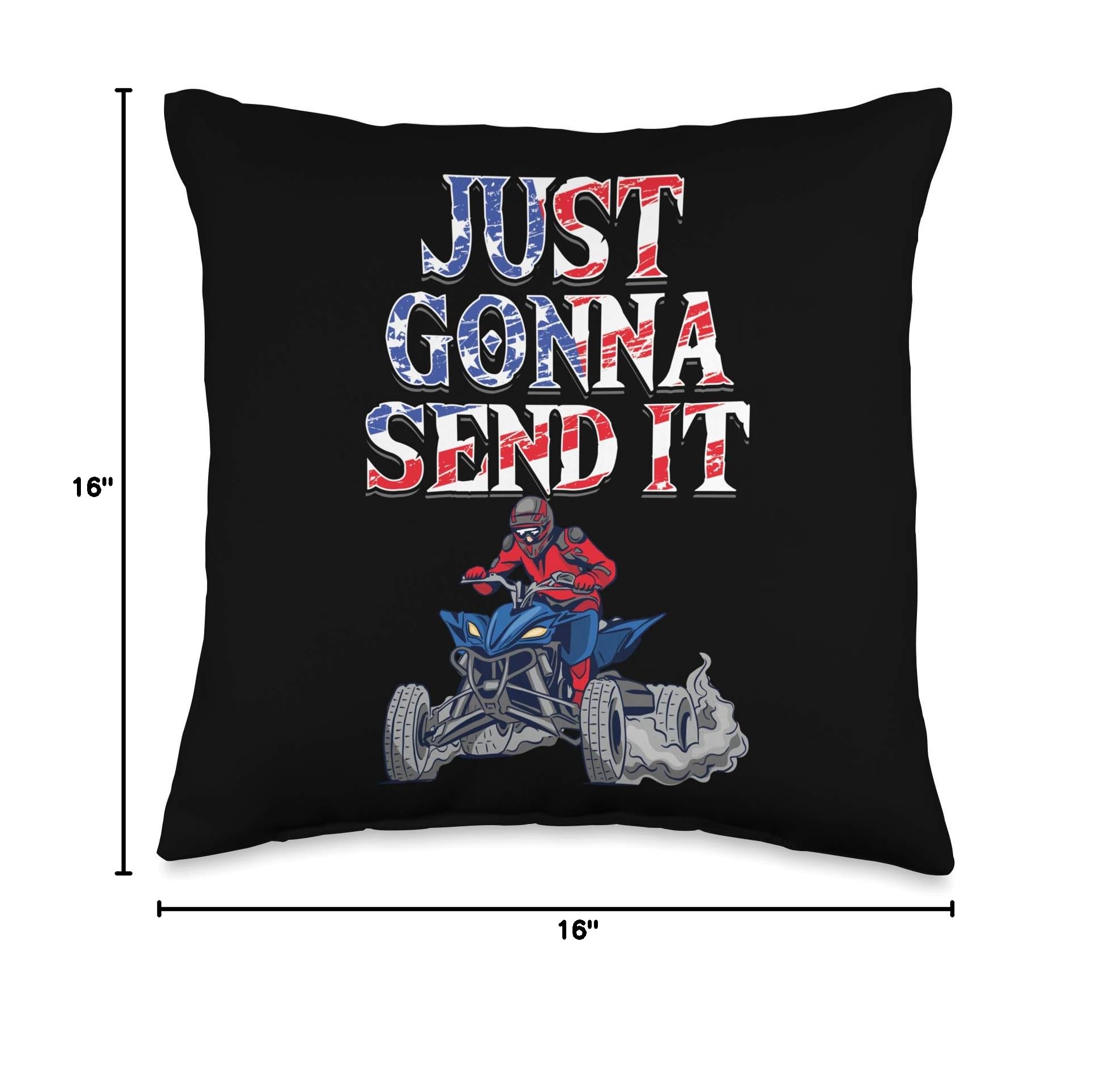 USA Flag ATV Quad Rider Throw Pillow for Extreme Sports Fans