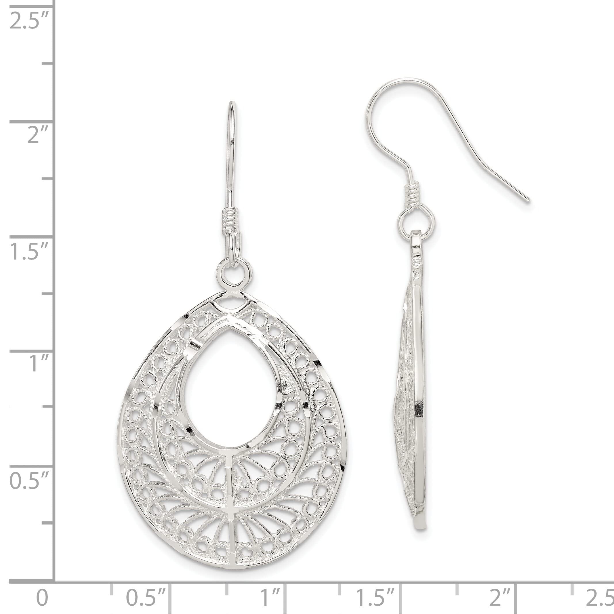 Elegant Sterling Silver Filigree Earrings for Women - Vintage Inspired Dangle Jewelry - Perfect for Weddings, Parties & Special Occasions