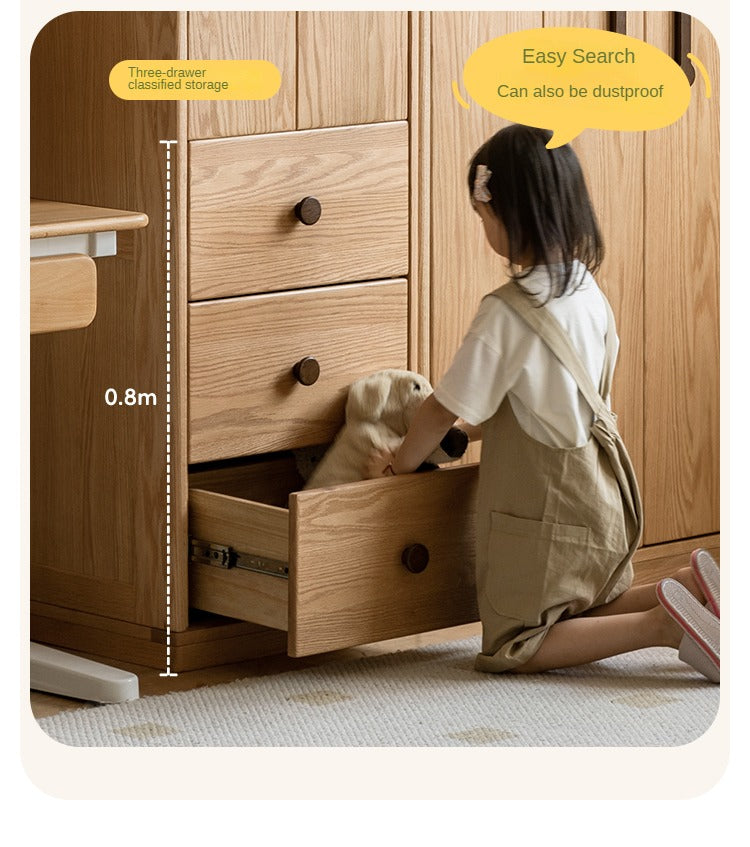 Solid Oak Wood Kids Wardrobe - Durable & Stylish Children's Closet Organizer for Bedroom, Nursery, or Playroom Storage