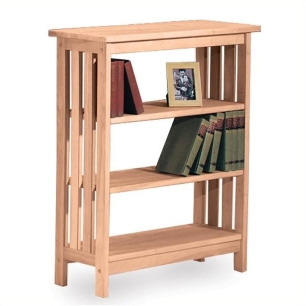 Pemberly Row 36 Inch 3 Shelf Unfinished Bookcase - Wooden Bookshelf for Living Room, Bedroom, Office & Study Room Storage