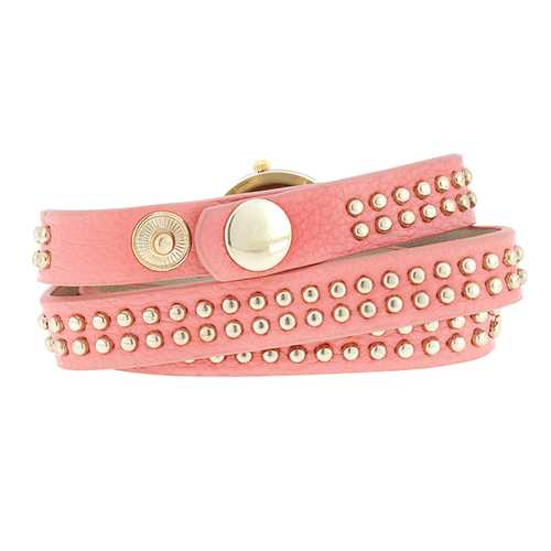 Pink Mini Studded Wrap Watch - Stylish Women's Fashion Watch for Everyday Wear & Gift Giving
