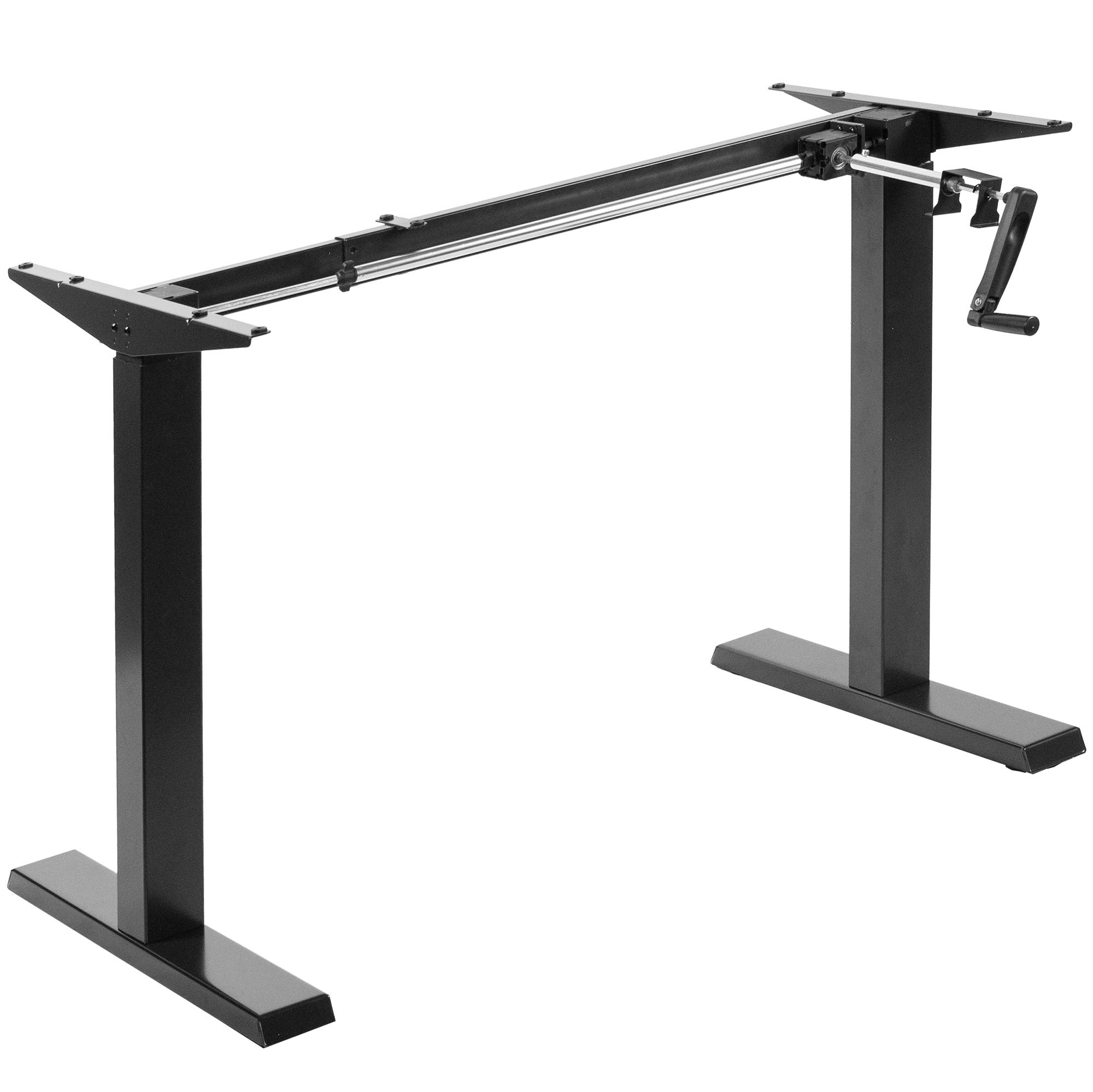 VIVO Compact Hand Crank Standing Desk Frame for 34-71 Inch Table Tops - Adjustable Height Ergonomic Base with Foldable Handle, Black (DESK-M051MB) - Perfect for Home Office, Study & Workspace